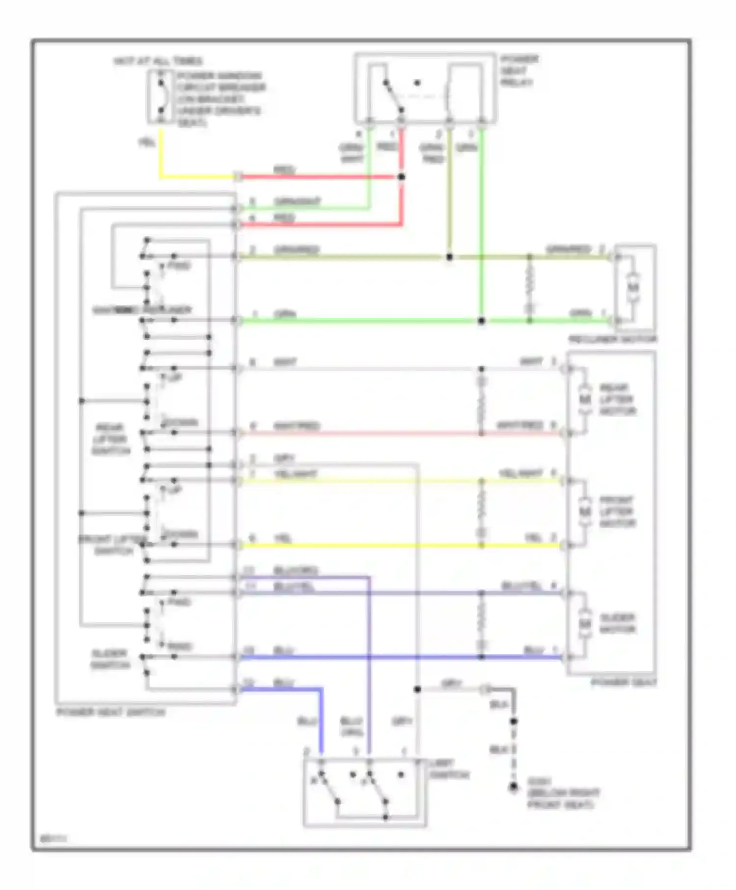 SVX Subaru I (1991-1997): Power seat circuit