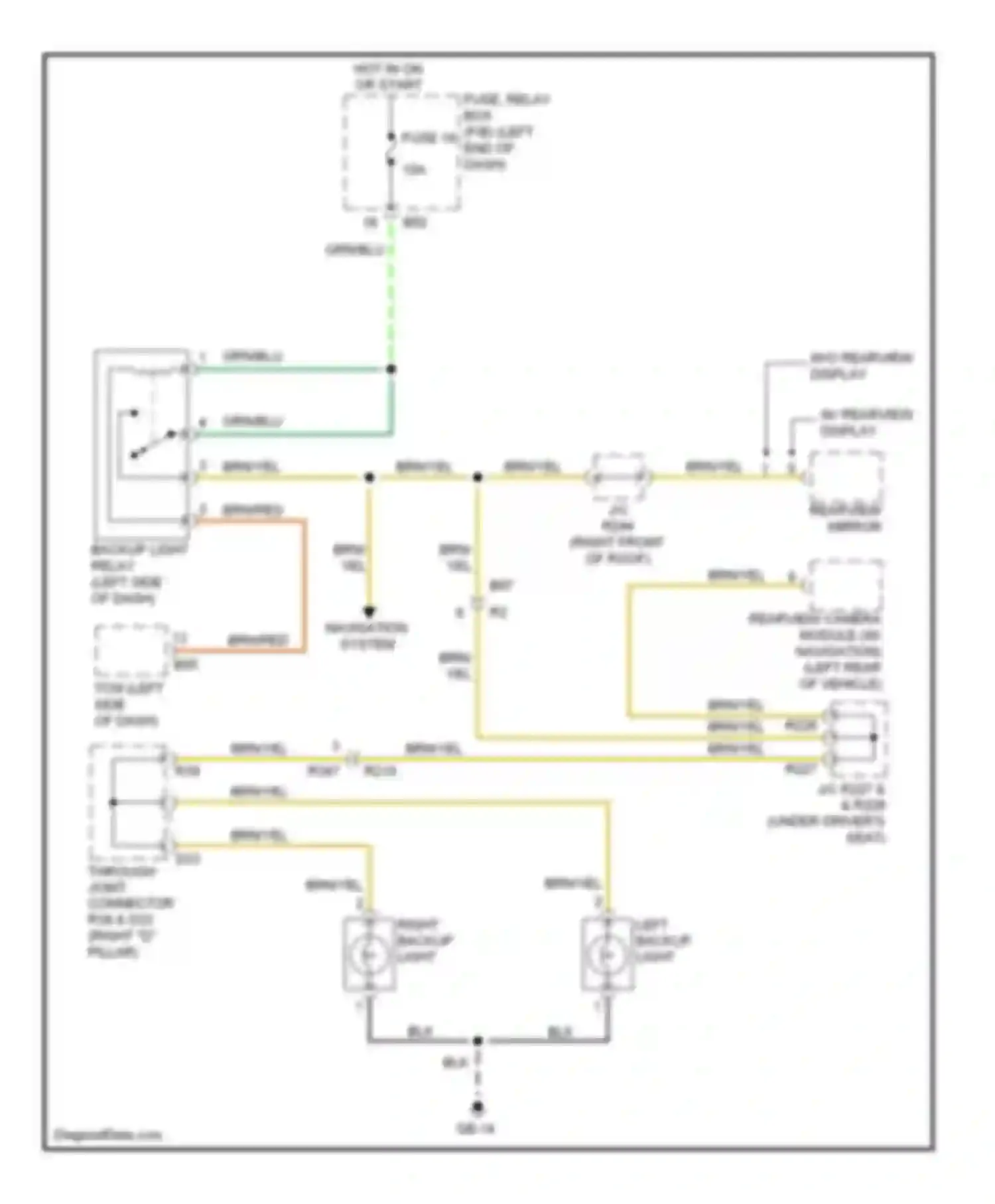 Wiring diagram right backup light for Subaru Tribeca WX facelift (2007-2014) (1 of 2)