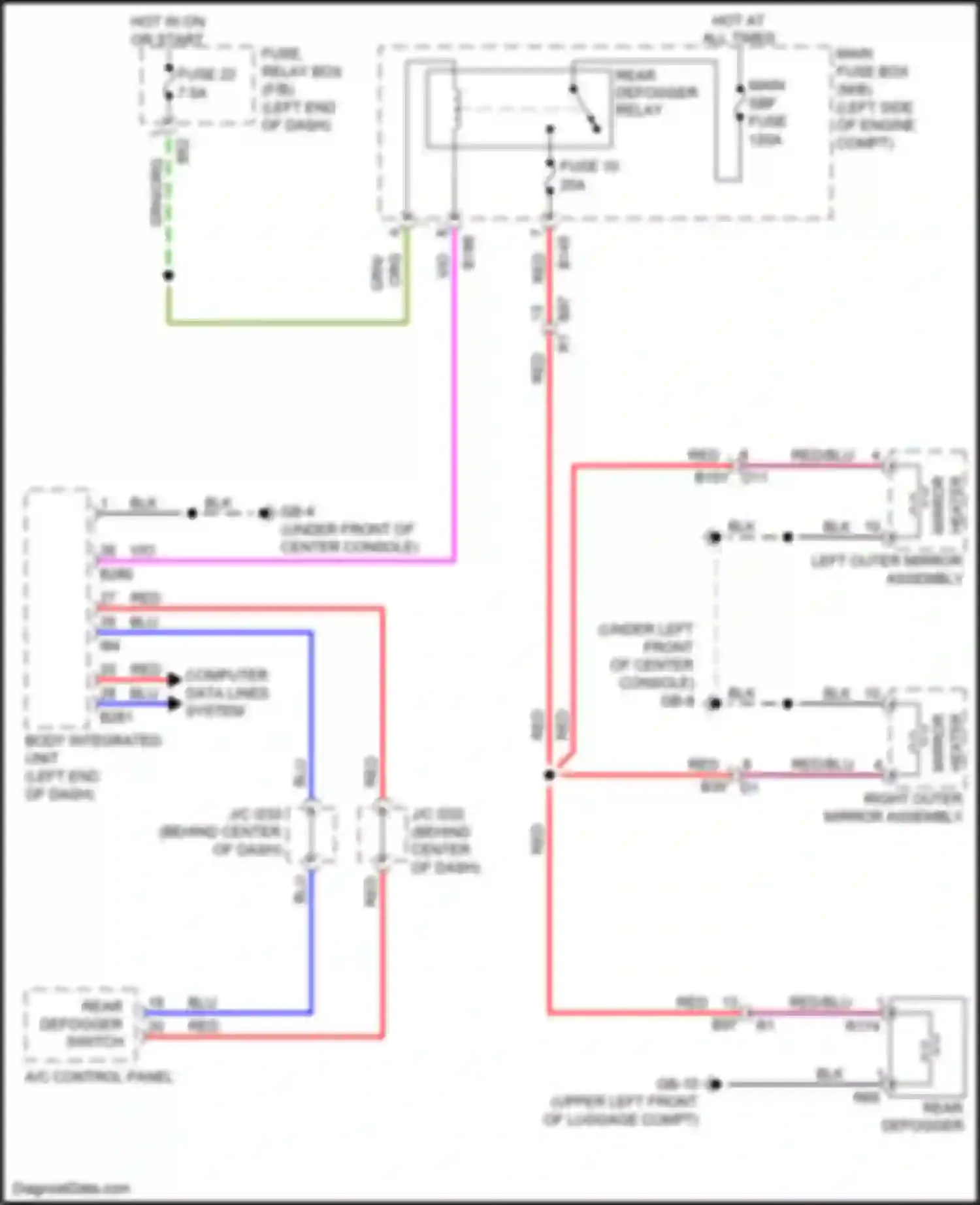 Wiring diagram right outer mirror assembly for Subaru WRX STI VA facelift (2016-2021) (3 of 5)