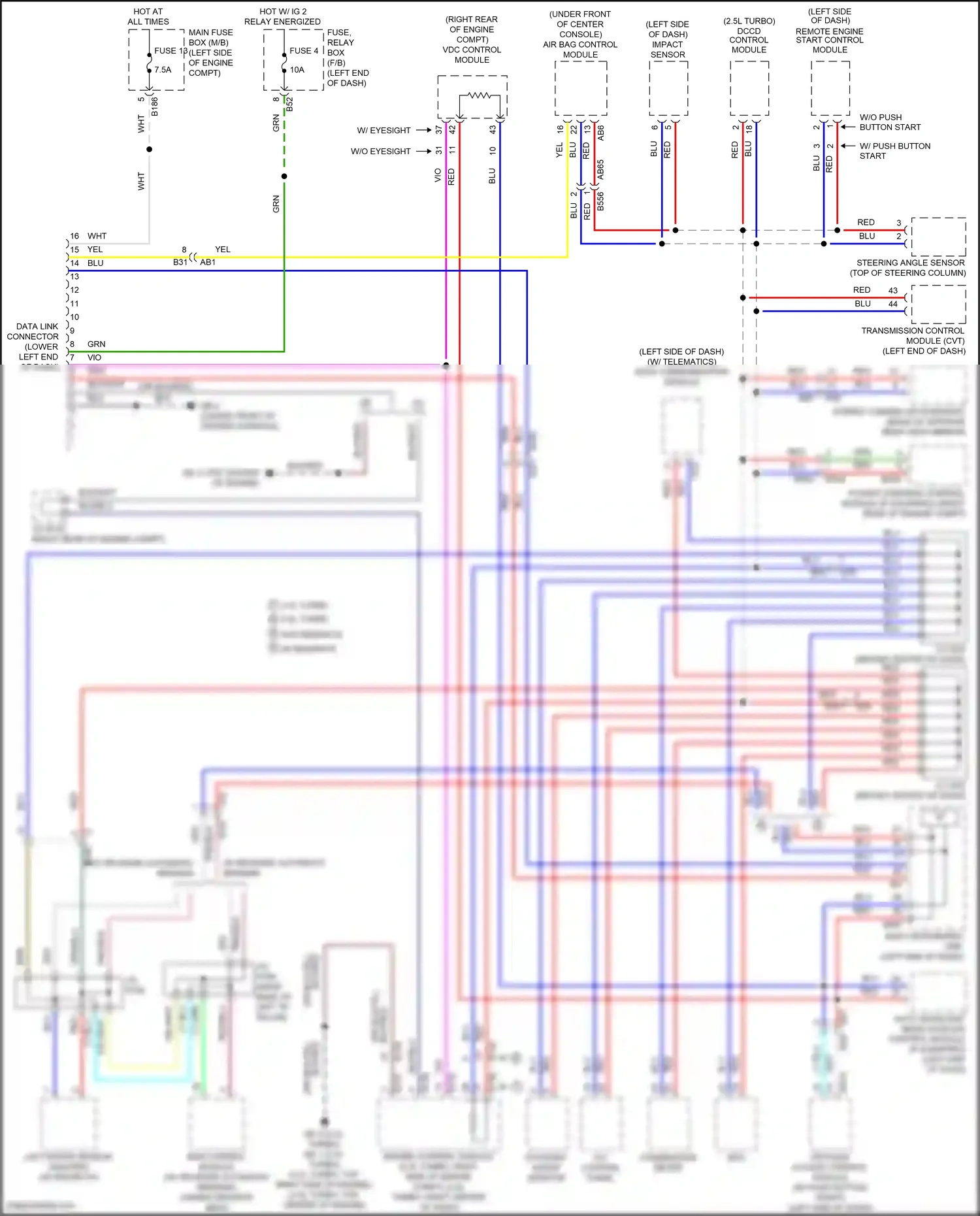 Subaru WRX VA facelift (2016-2021) keyless access control module wiring diagram  (1 of 13)