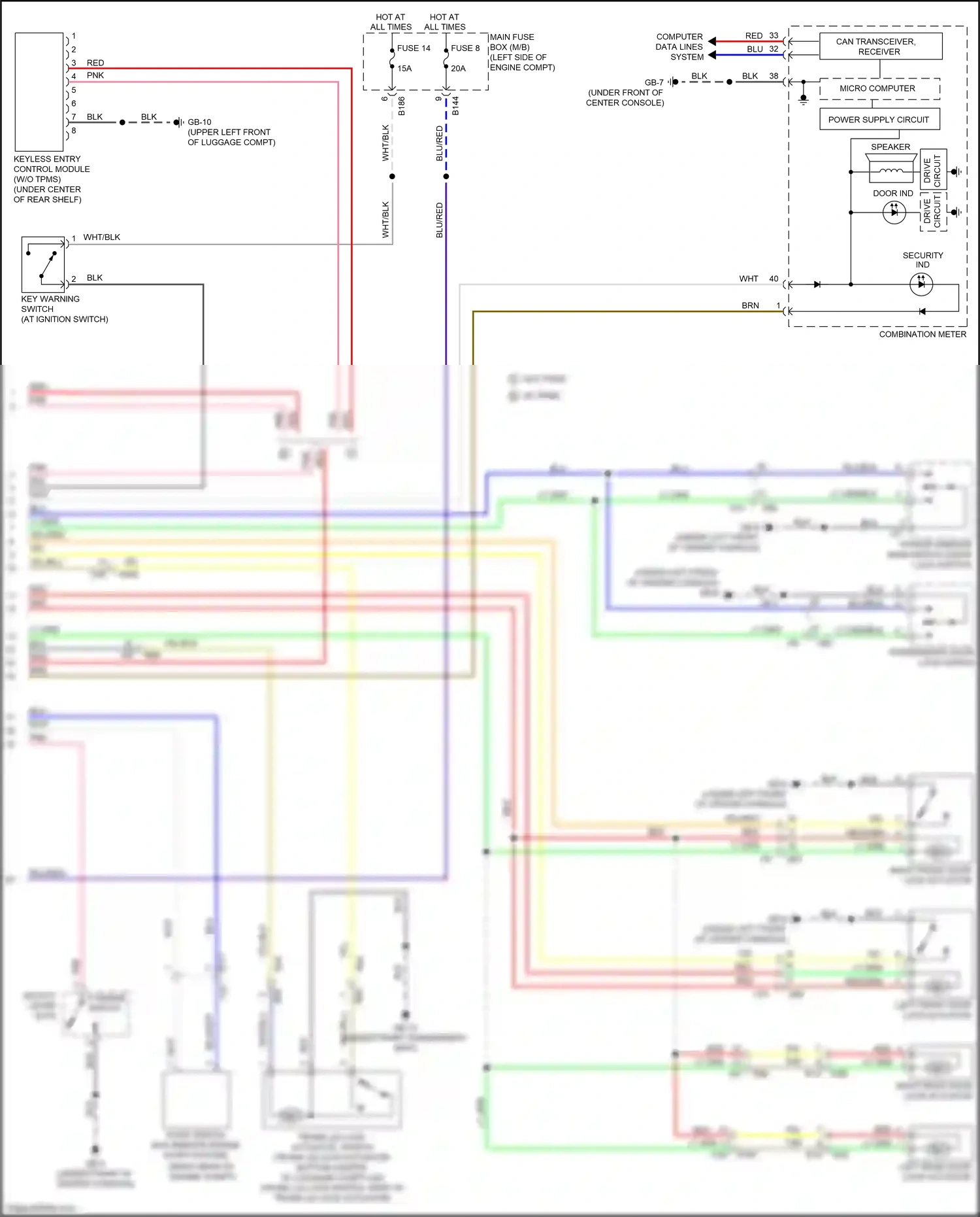 Subaru WRX VA facelift (2016-2021) keyless entry control module wiring diagram  (2 of 8)