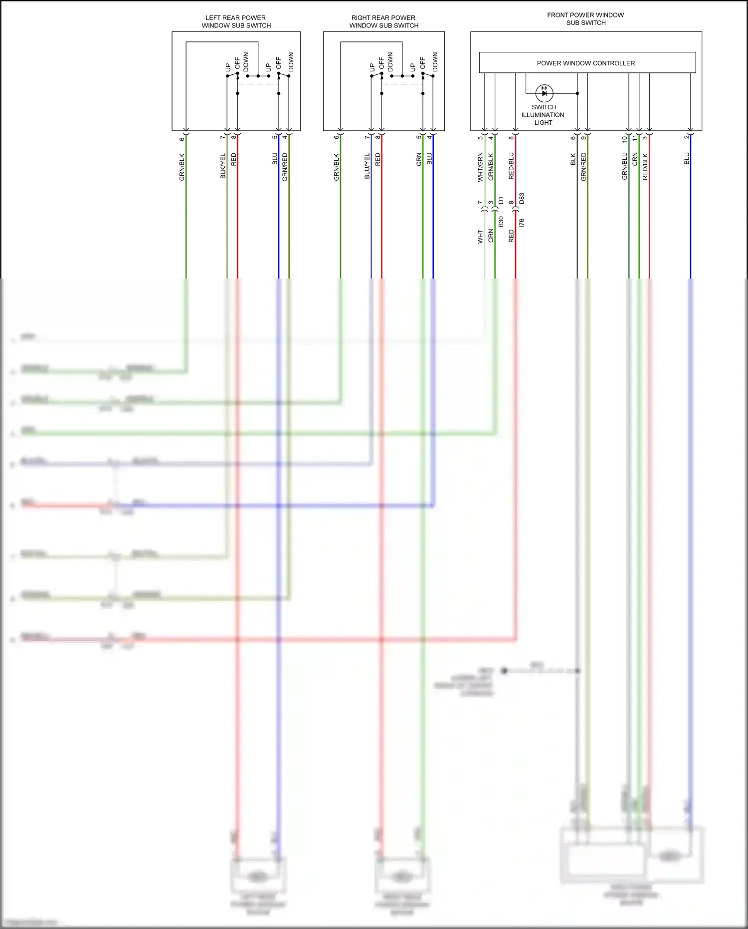 Subaru WRX VA facelift (2016-2021) power window controller wiring diagram  (4 of 4)