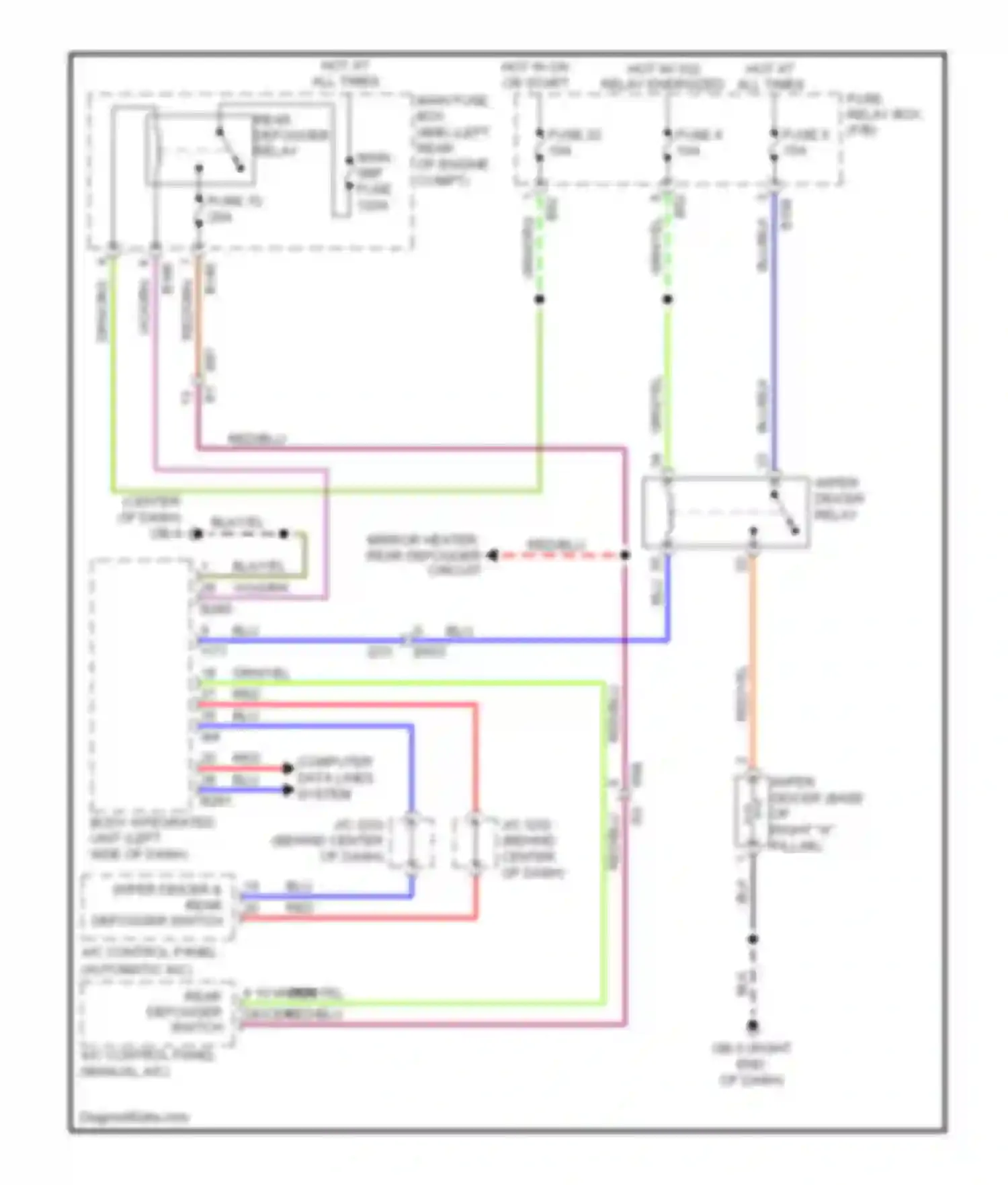 XV Subaru GP (2011-2016): Wiper deicer circuit, without hev