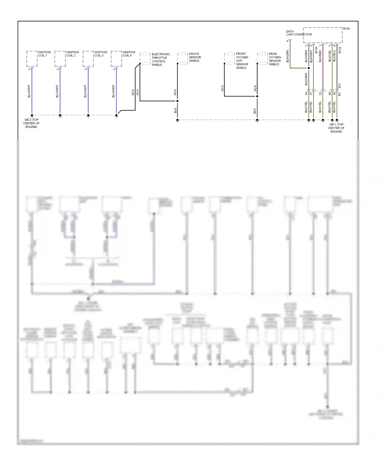 Subaru XV GP (2011-2016) front oxygen (a/f) sensor shield wiring diagram  (1 of 1)