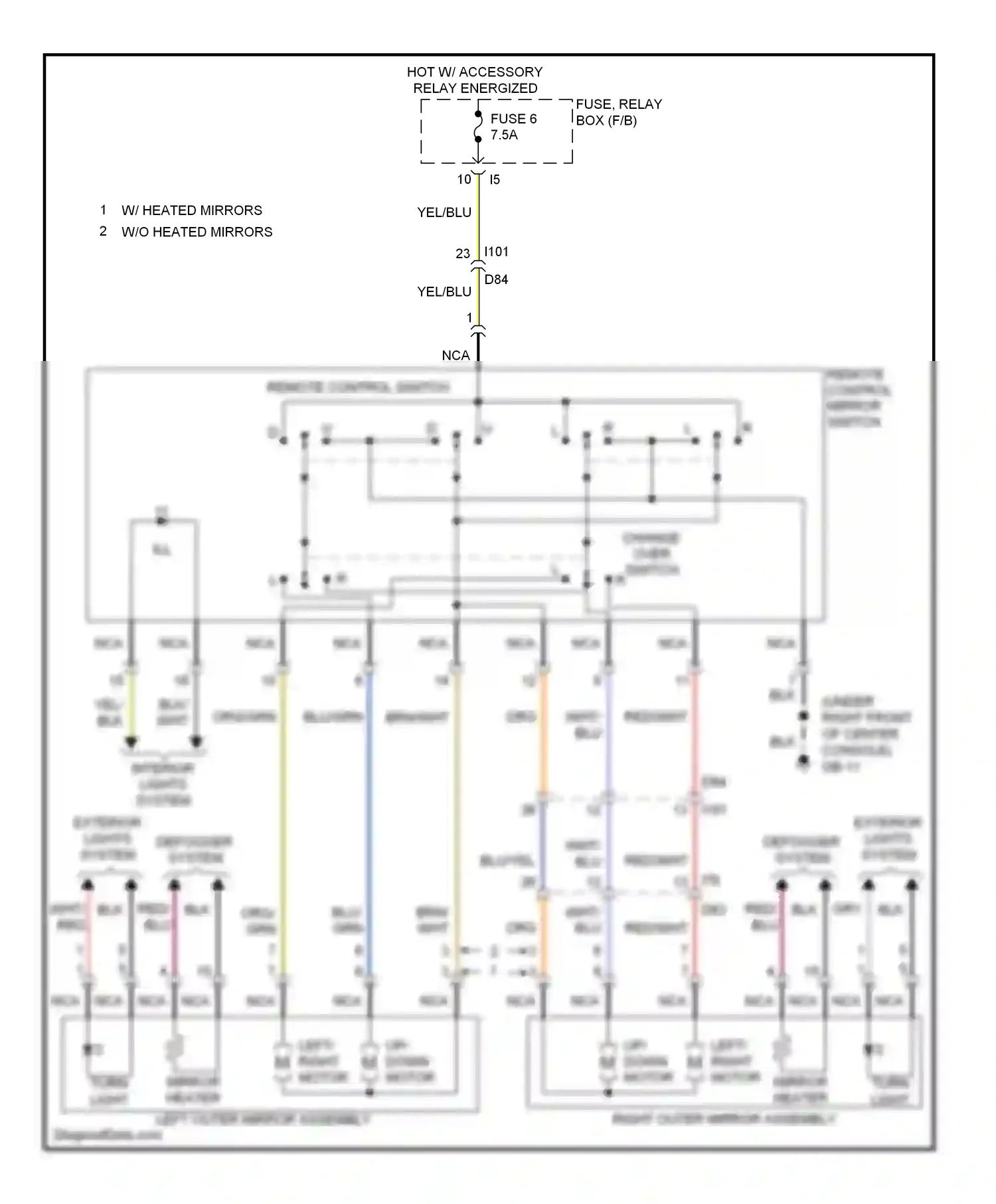 Subaru XV GP (2011-2016) remote control switch wiring diagram  (1 of 2)