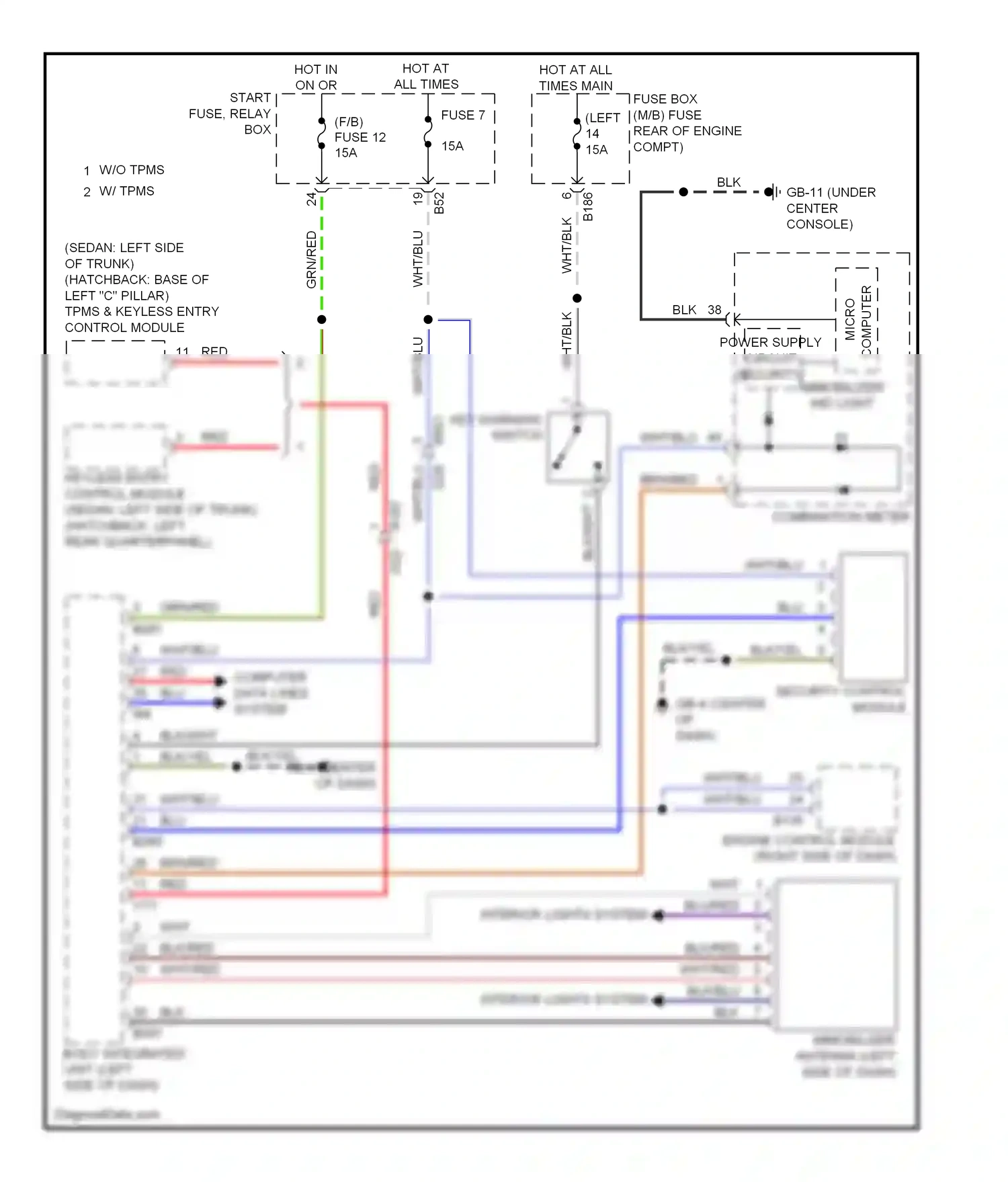 Subaru XV GP (2011-2016) security control module wiring diagram  (2 of 4)