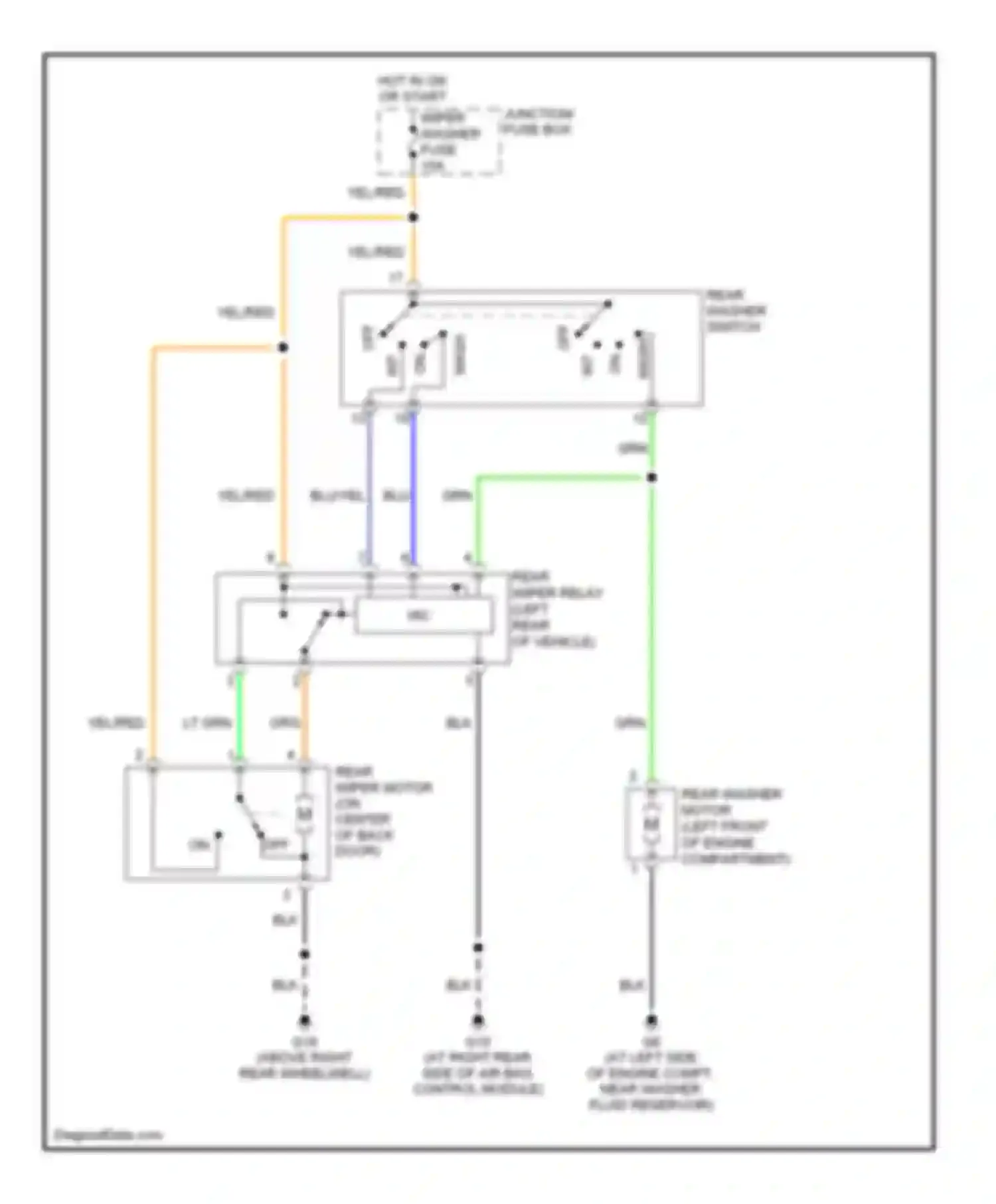 Aerio Suzuki I (2001-2007): Rear wiper/washer circuit