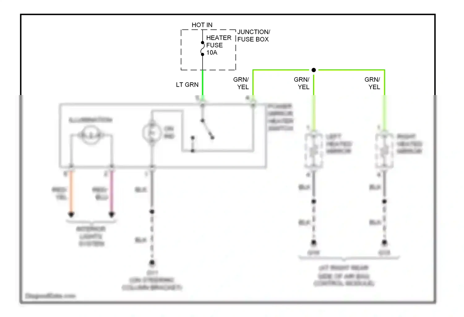 Wiring diagram left heated mirror for Suzuki Aerio I (2001-2007) (1 of 1)