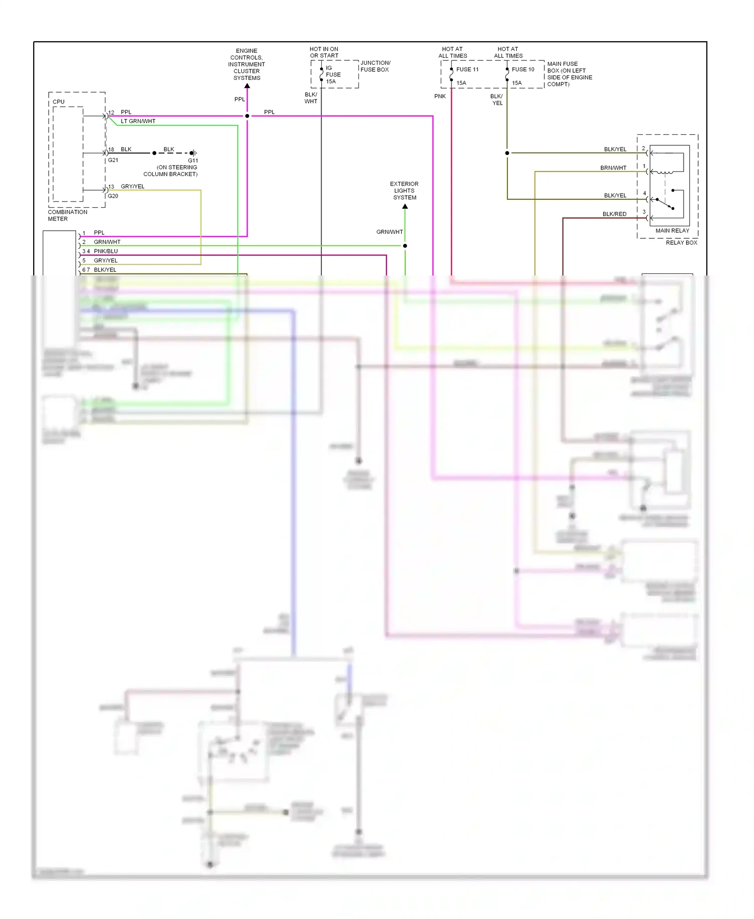 Suzuki Aerio I (2001-2007) transaxle range sensor (left front of engine compt) wiring diagram  (1 of 2)