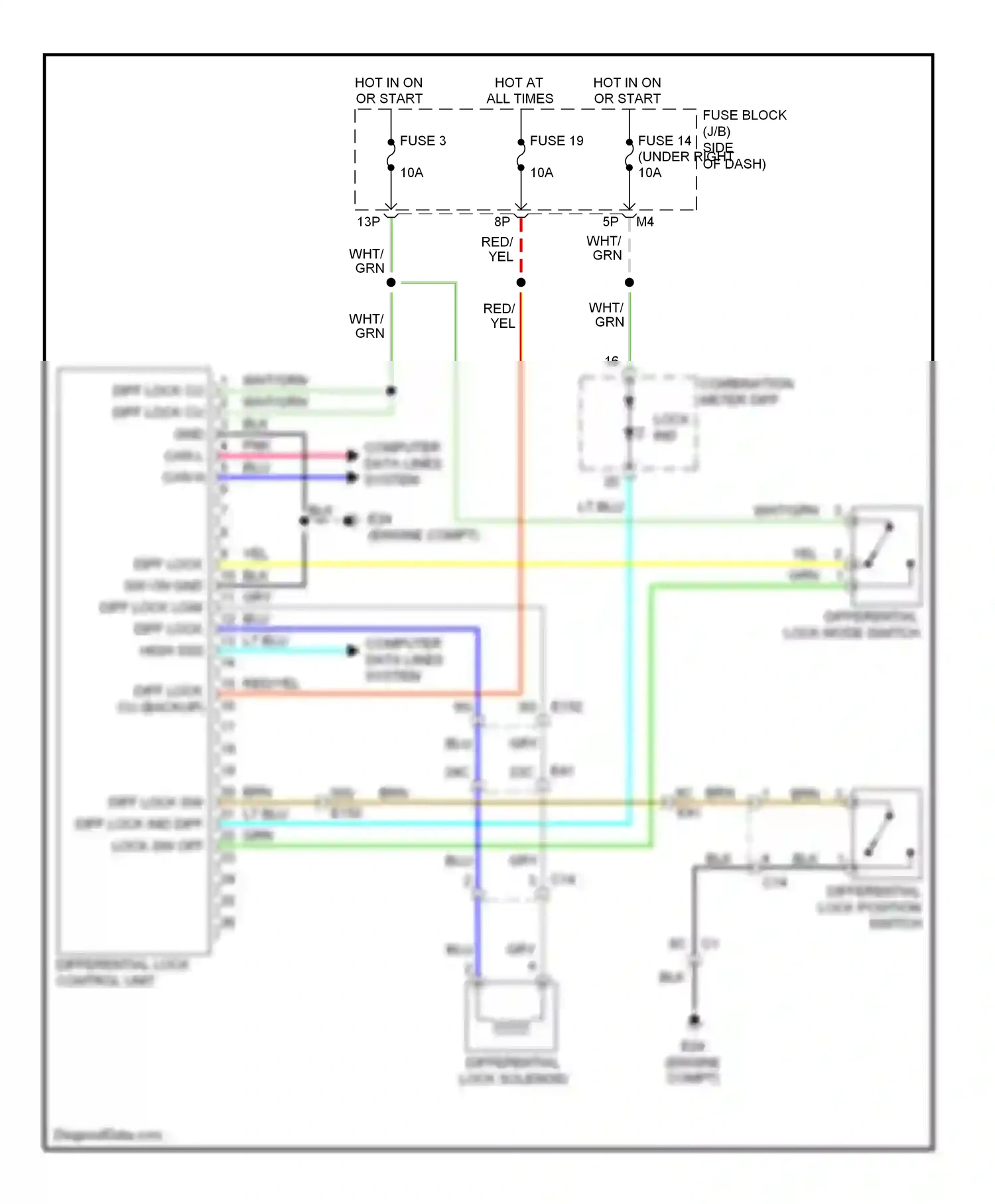 Suzuki Equator I (2008-2012) differential lock mode switch wiring diagram  (1 of 2)