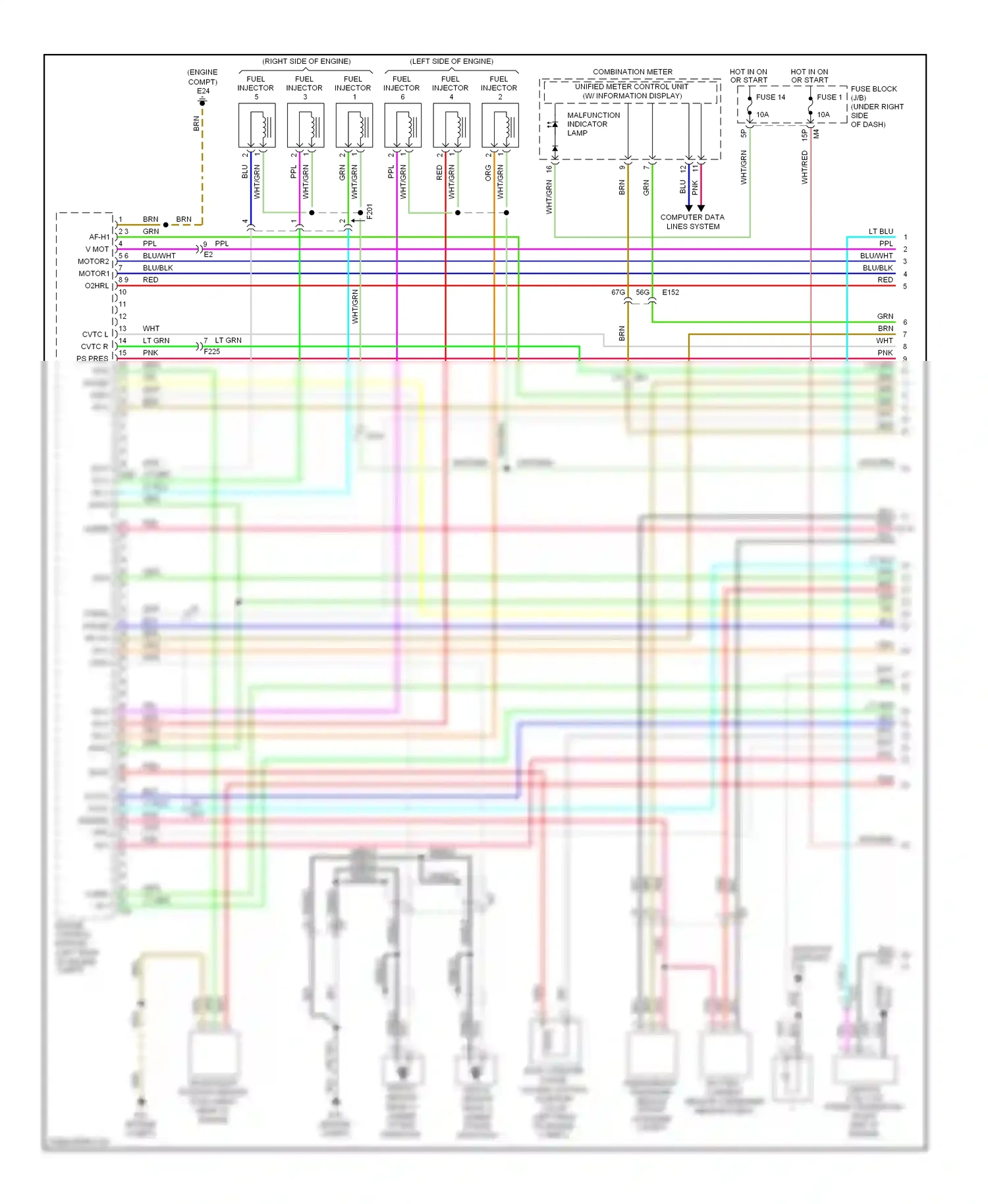 Suzuki Equator I (2008-2012) engine control module wiring diagram  (1 of 2)
