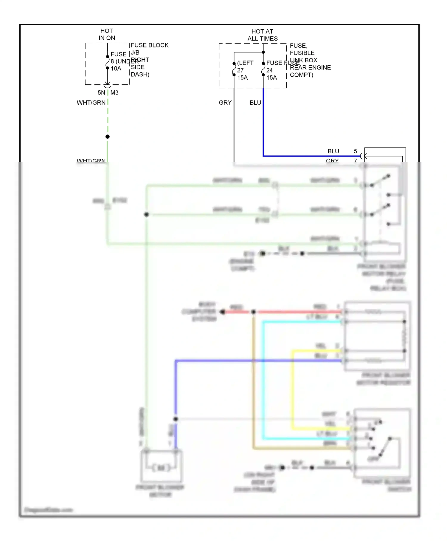Suzuki Equator I (2008-2012) front blower switch wiring diagram  (1 of 2)
