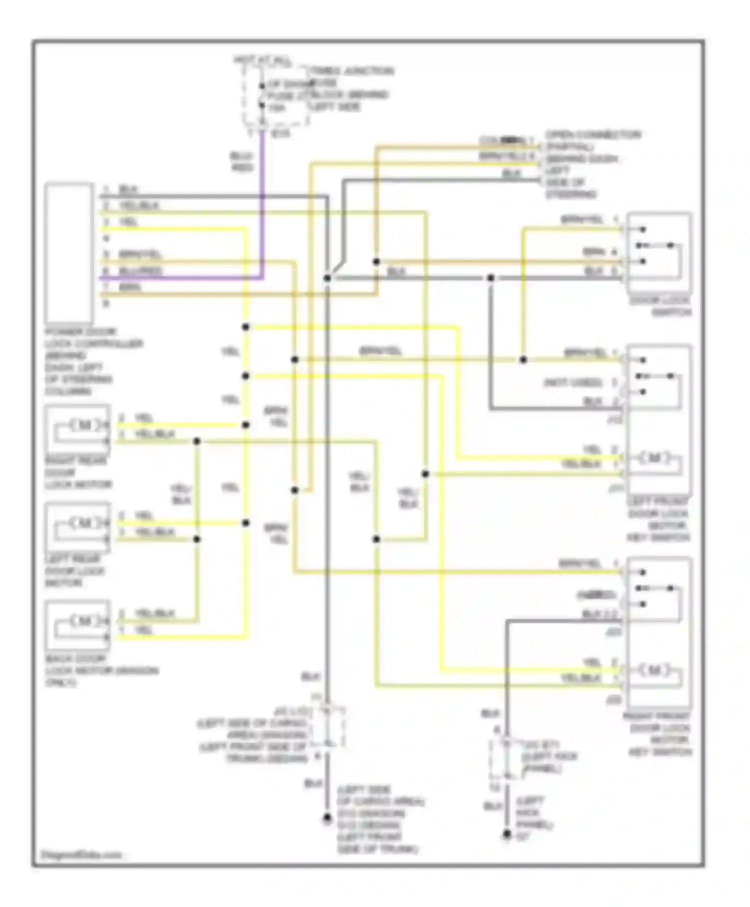 Esteem Suzuki I (1995-2004): Power door lock circuit, without standard keyless entry