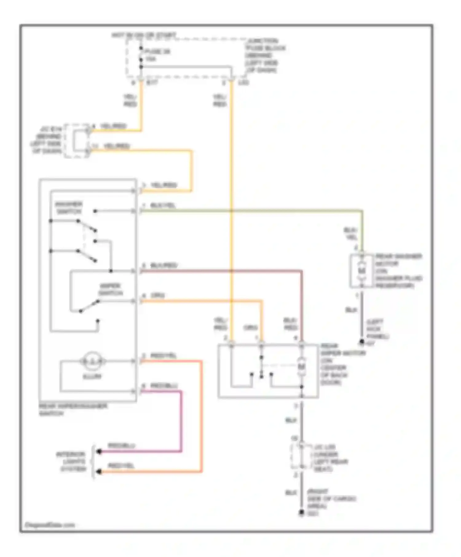 Esteem Suzuki I (1995-2004): Rear wiper/washer circuit