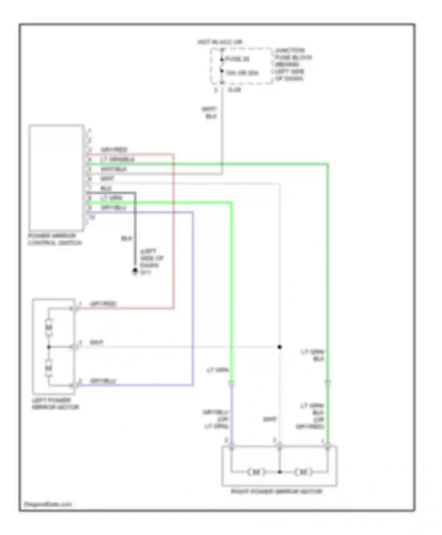 Wiring diagram left power mirror motor for Suzuki Esteem I (1995-2004) (1 of 1)