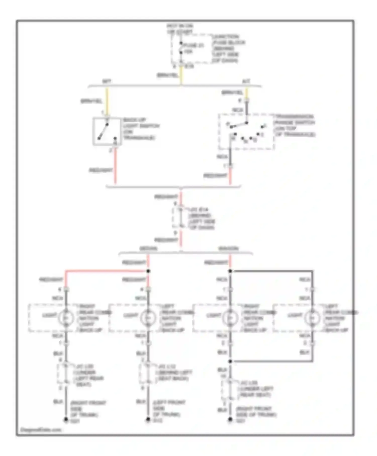 Wiring diagram left rear combi- nation light back-up light for Suzuki Esteem I (1995-2004) (1 of 1)
