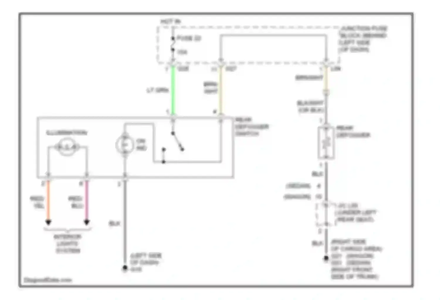 Wiring diagram rear defogger for Suzuki Esteem I (1995-2004) (1 of 1)