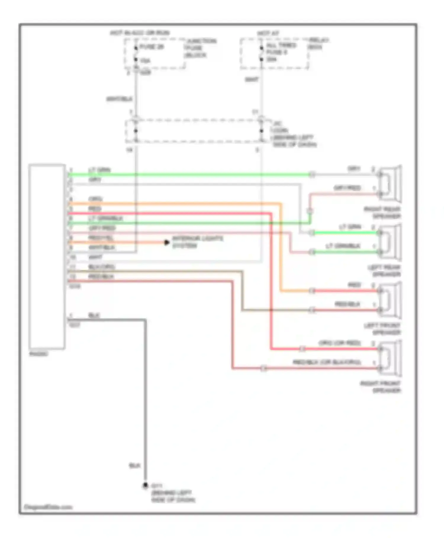 Wiring diagram right front speaker for Suzuki Esteem I (1995-2004) (1 of 1)