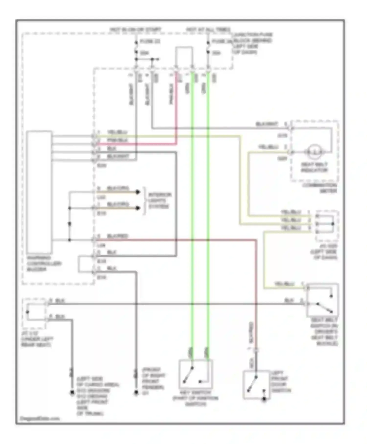 Wiring diagram seat belt indicator for Suzuki Esteem I (1995-2004) (1 of 1)