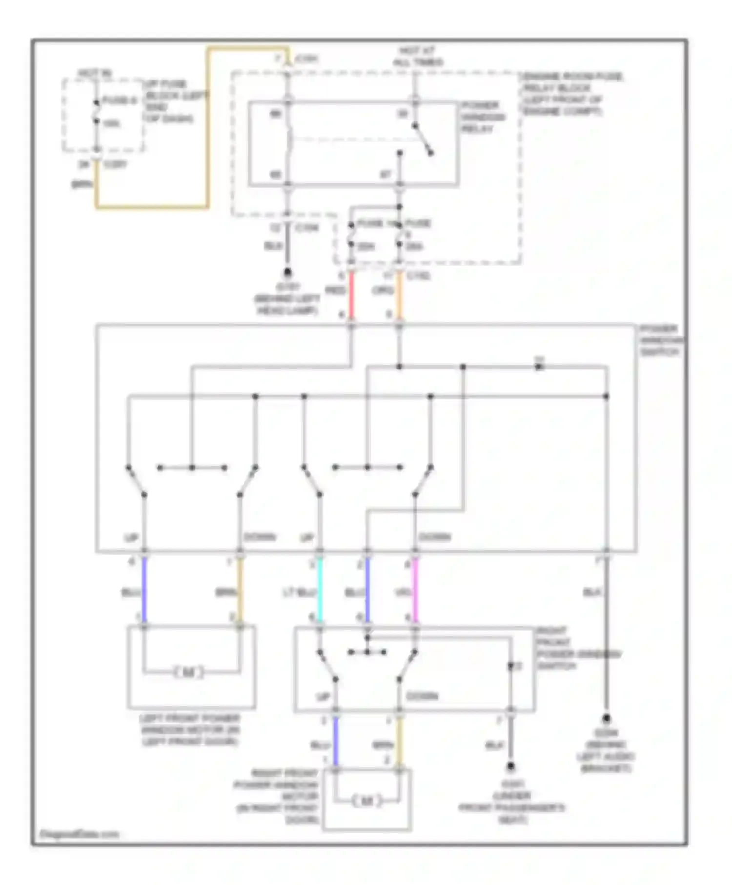 Forenza Suzuki I (2003-2008): Power windows circuit, with front power windows