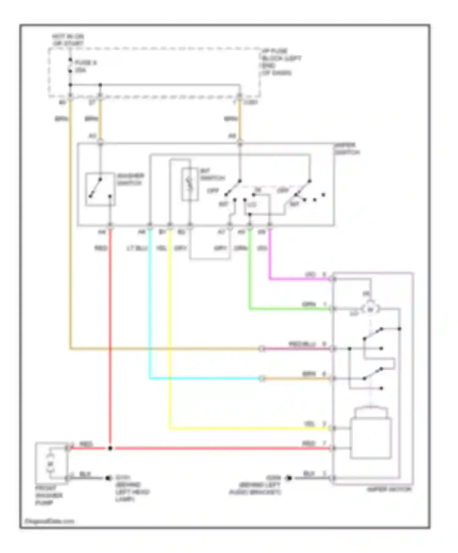Forenza Suzuki I (2003-2008): Wiper/washer circuit, notchback