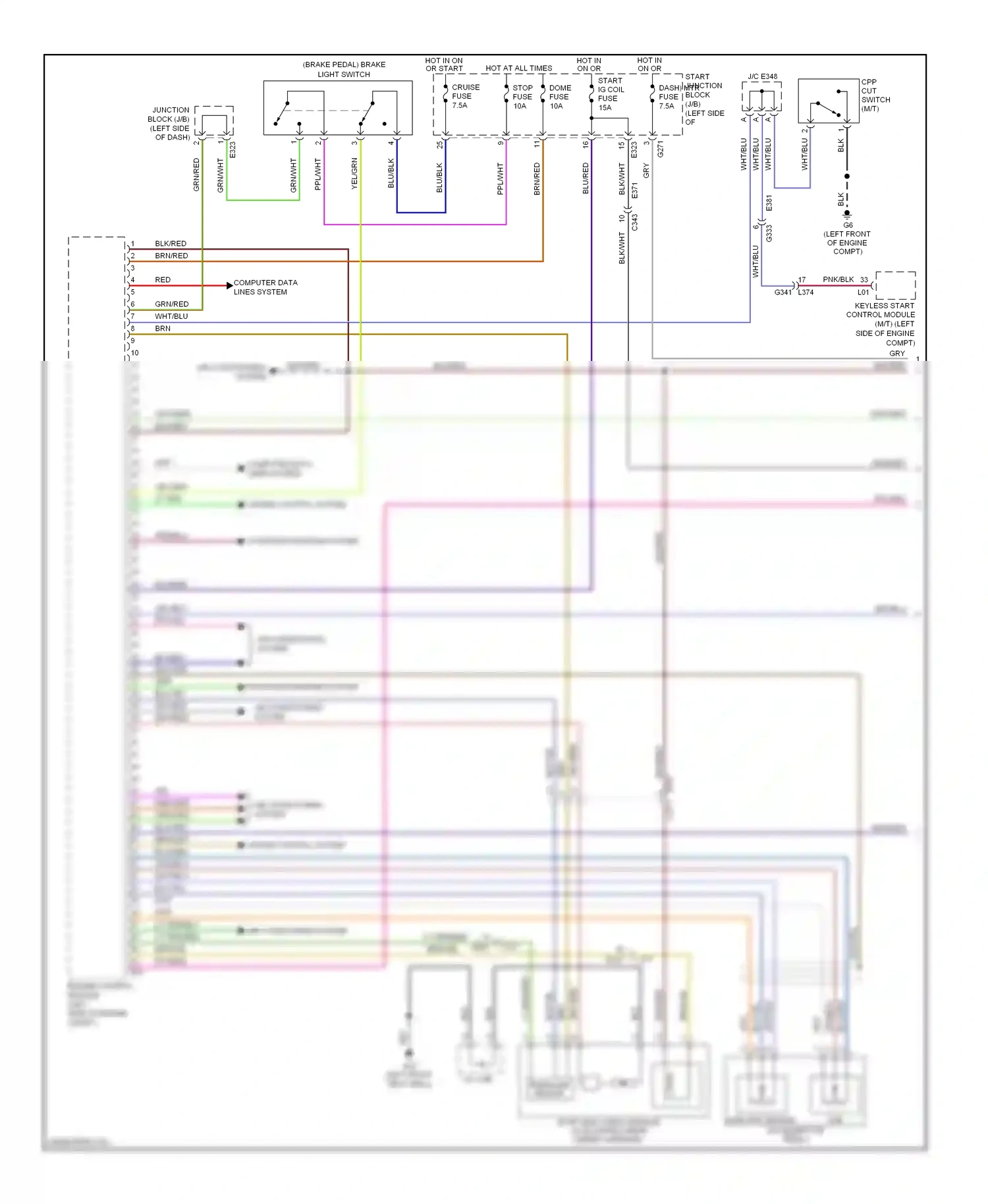 Suzuki Kizashi I (2009-2014) engine control module (left side of engine compt) wiring diagram  (1 of 2)
