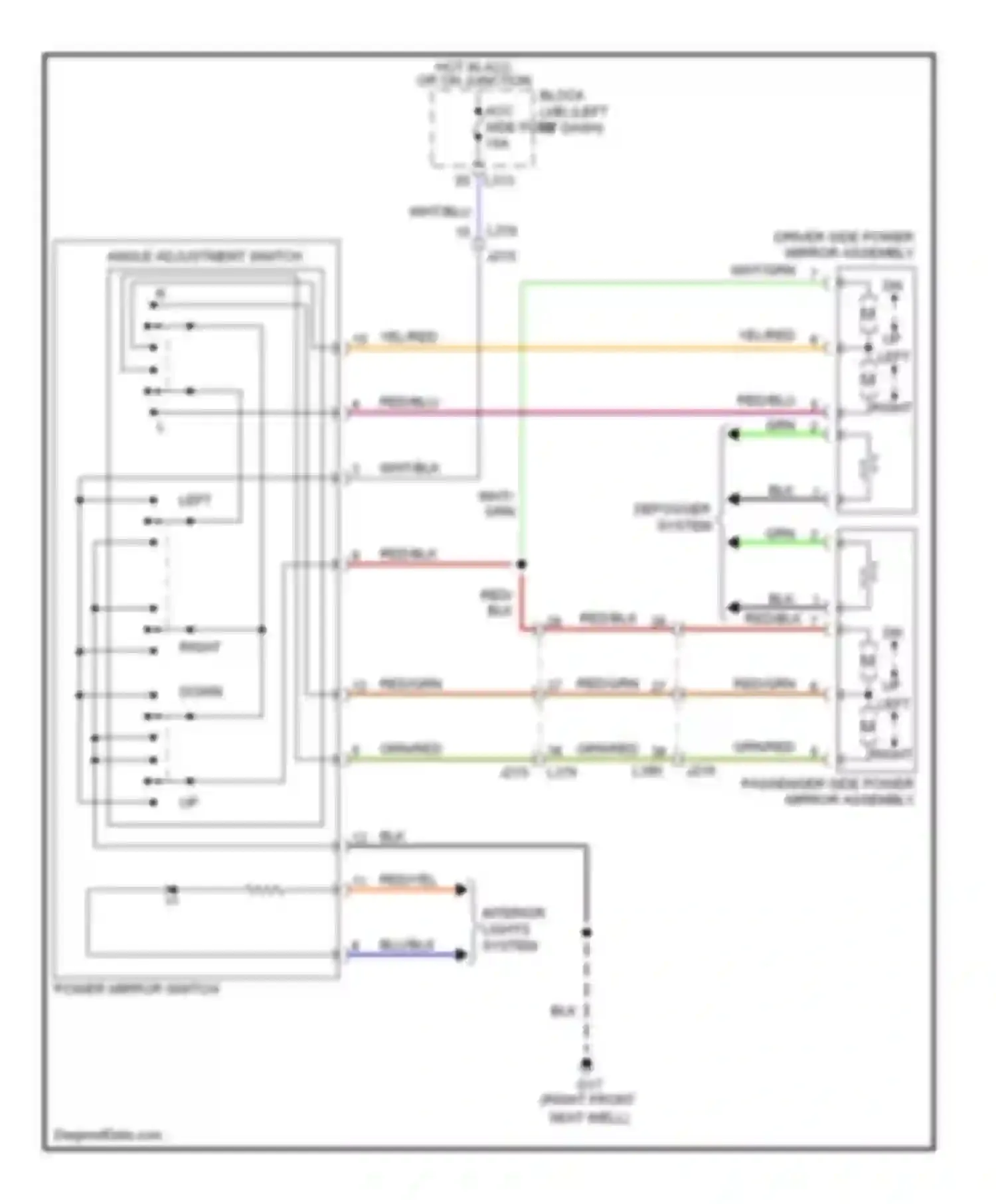 Wiring diagram passenger side power mirror assembly for Suzuki Kizashi I (2009-2014) (3 of 3)