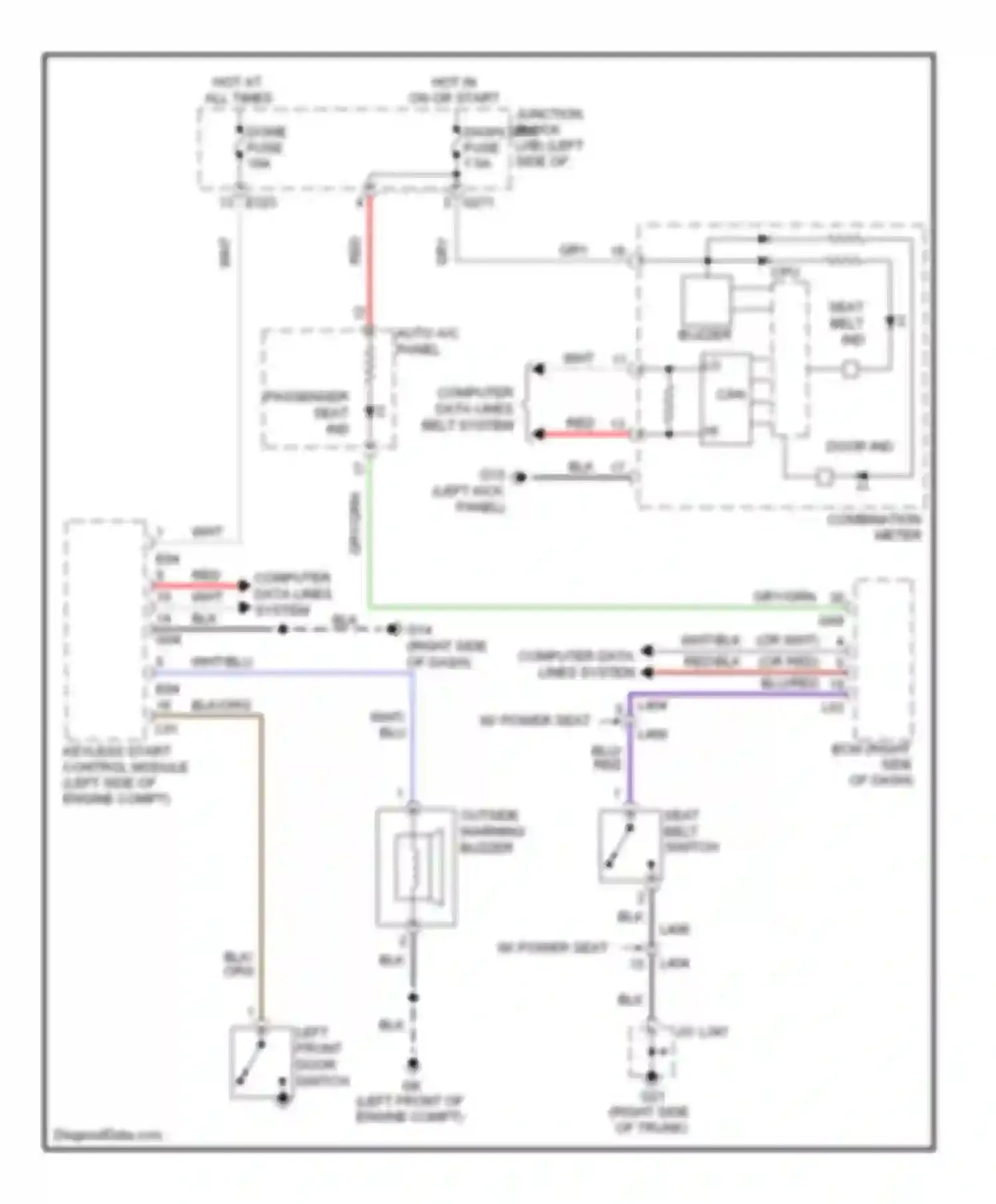 Wiring diagram seat belt switch for Suzuki Kizashi I (2009-2014) (1 of 2)