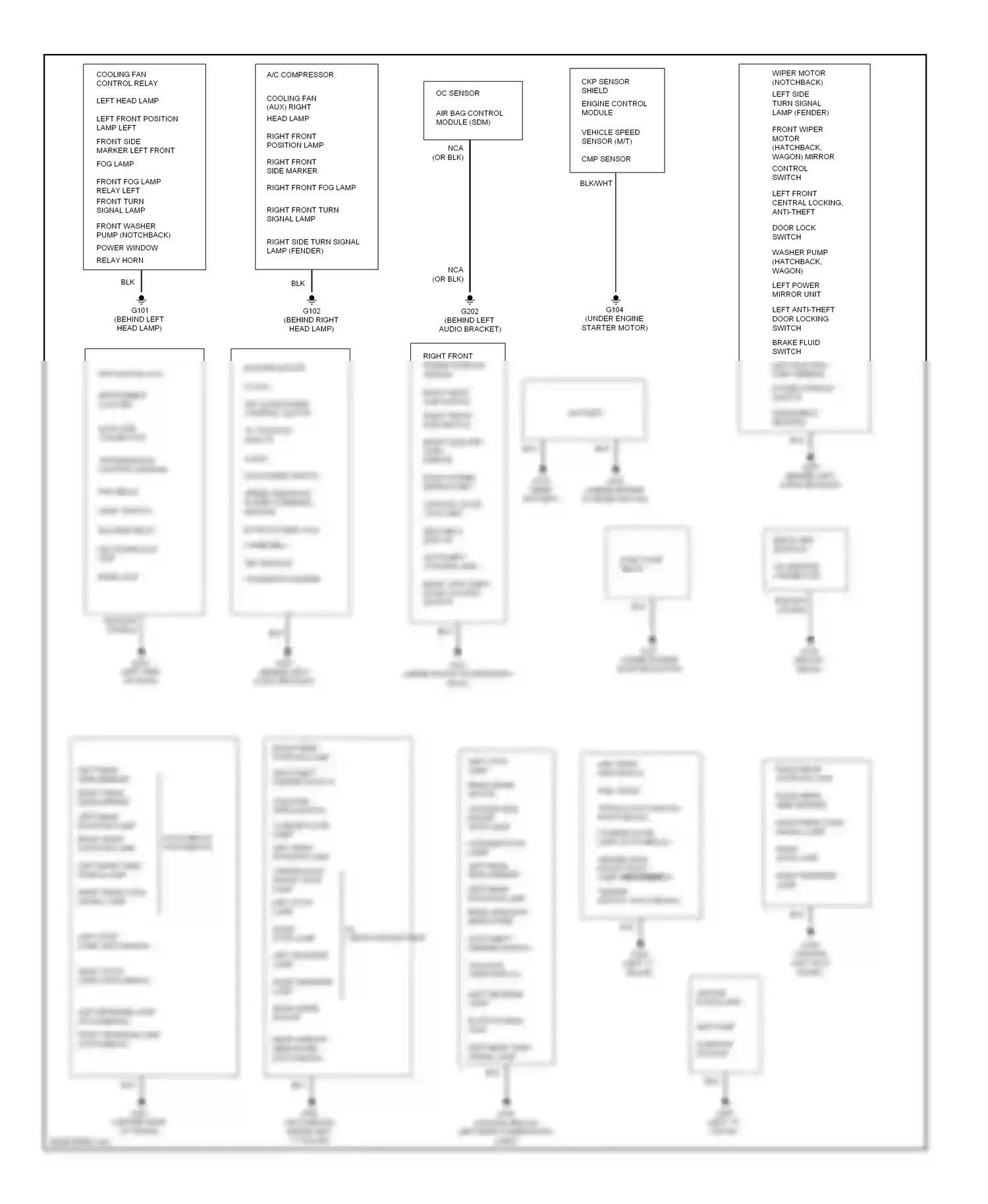 Wiring diagram left rear sub- switch for Suzuki Reno I (2004-2008) (1 of 2)
