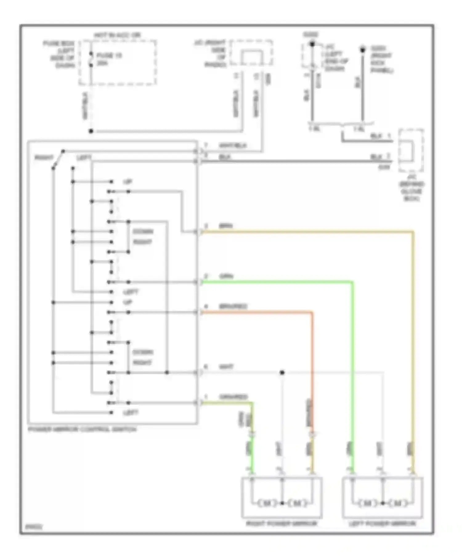 Sidekick Suzuki I (1988-1998): Power mirror circuit