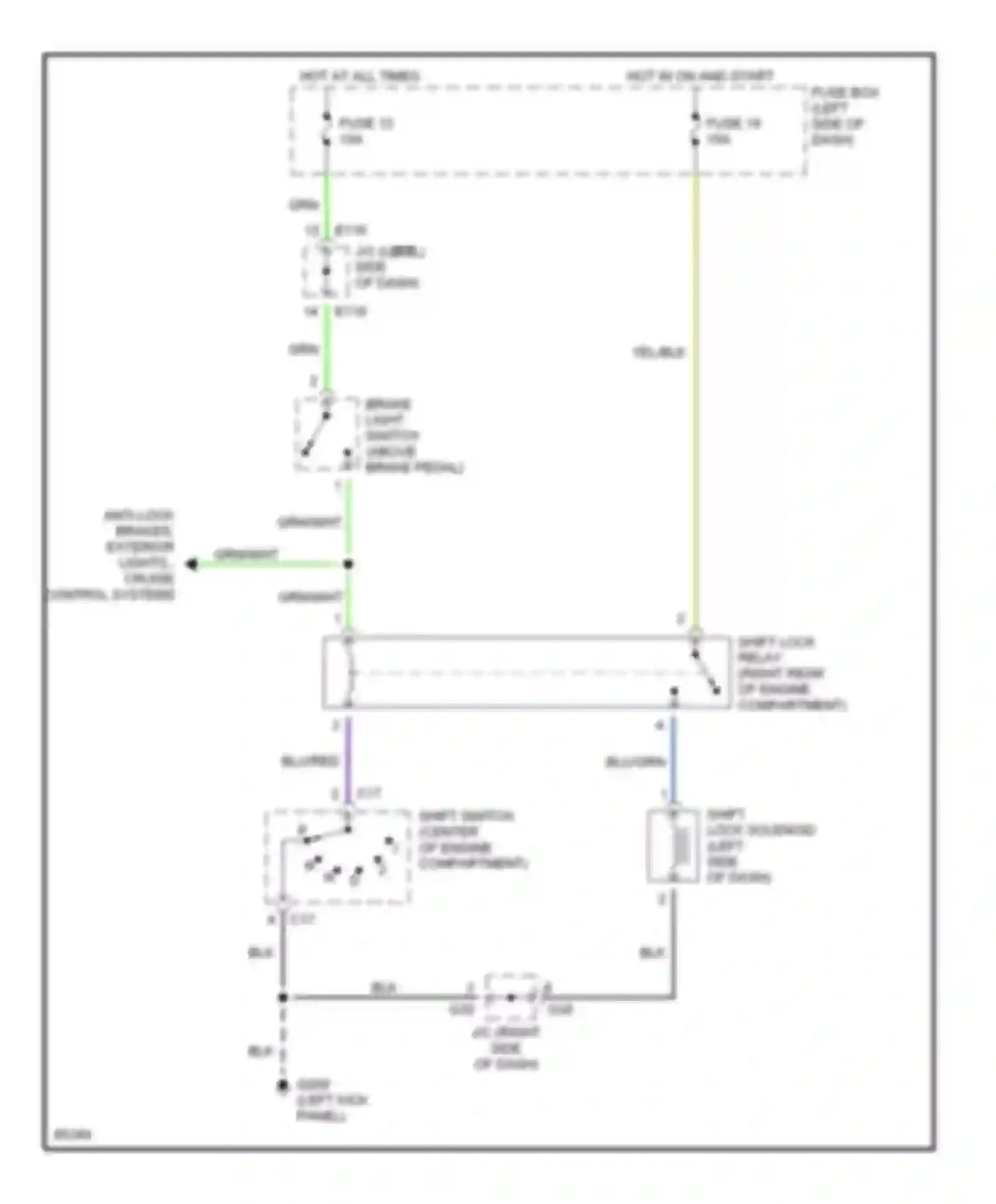 Sidekick Suzuki I (1988-1998): Shift interlock circuit, with 3 speed a/t
