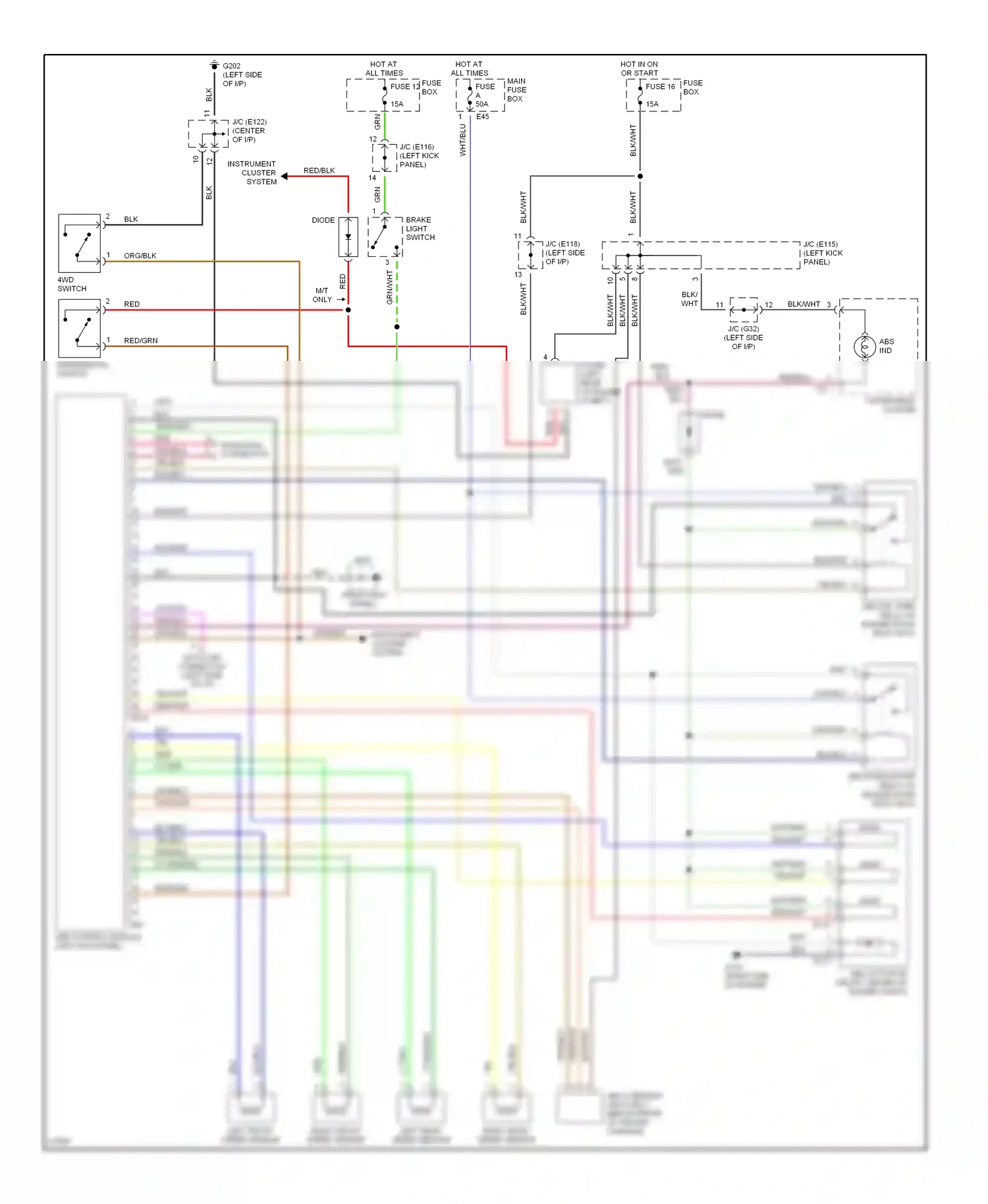 Wiring diagram brake light switch for Suzuki Sidekick I (1988-1998) (2 of 2)