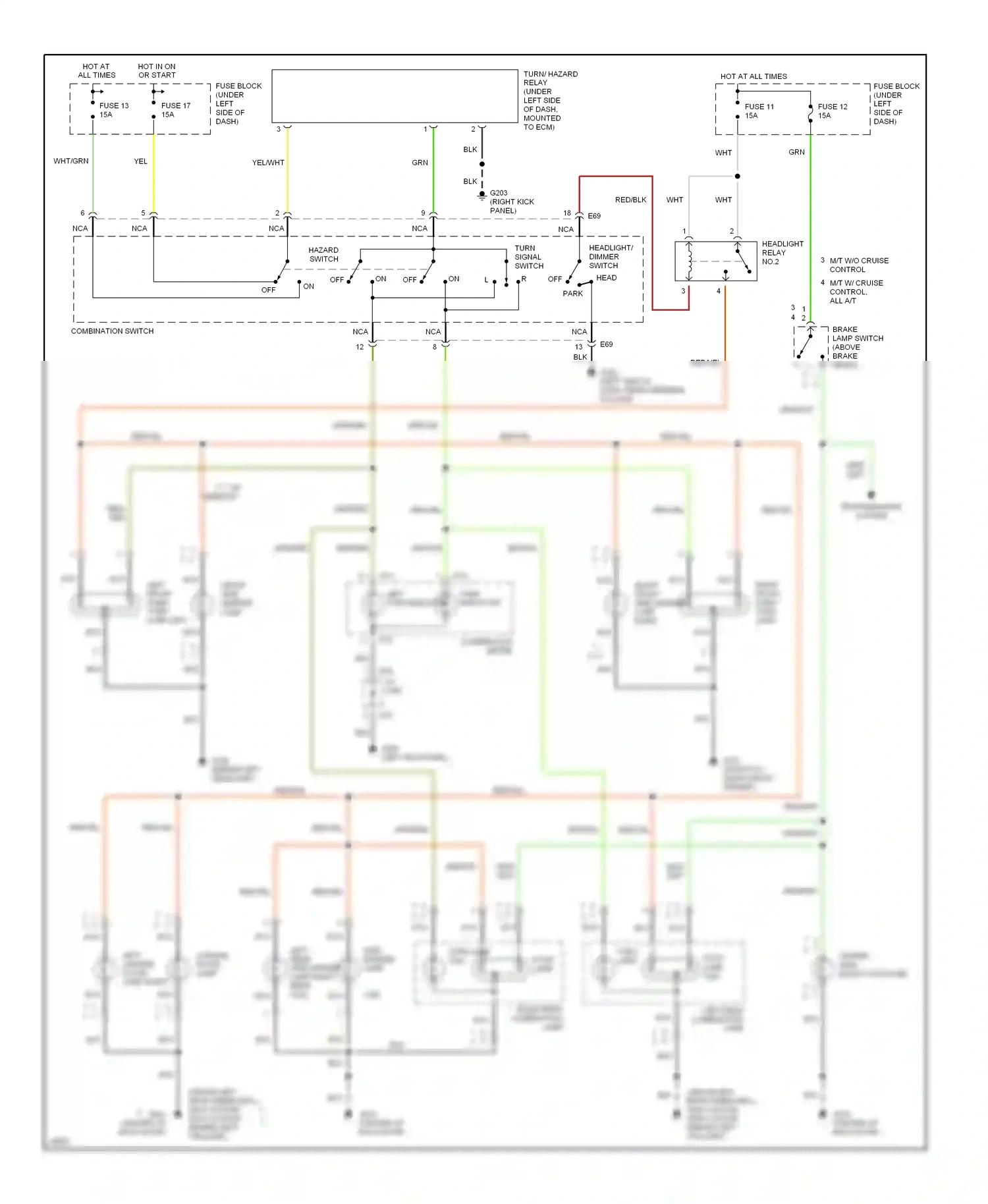Wiring diagram hazard switch for Suzuki Sidekick I (1988-1998) (1 of 2)