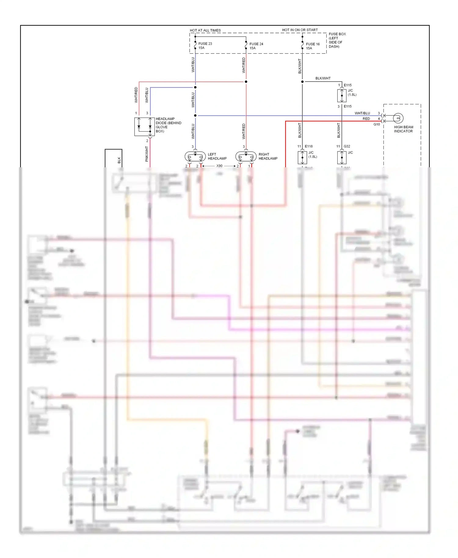 Wiring diagram high beam indicator for Suzuki Sidekick I (1988-1998) (2 of 2)
