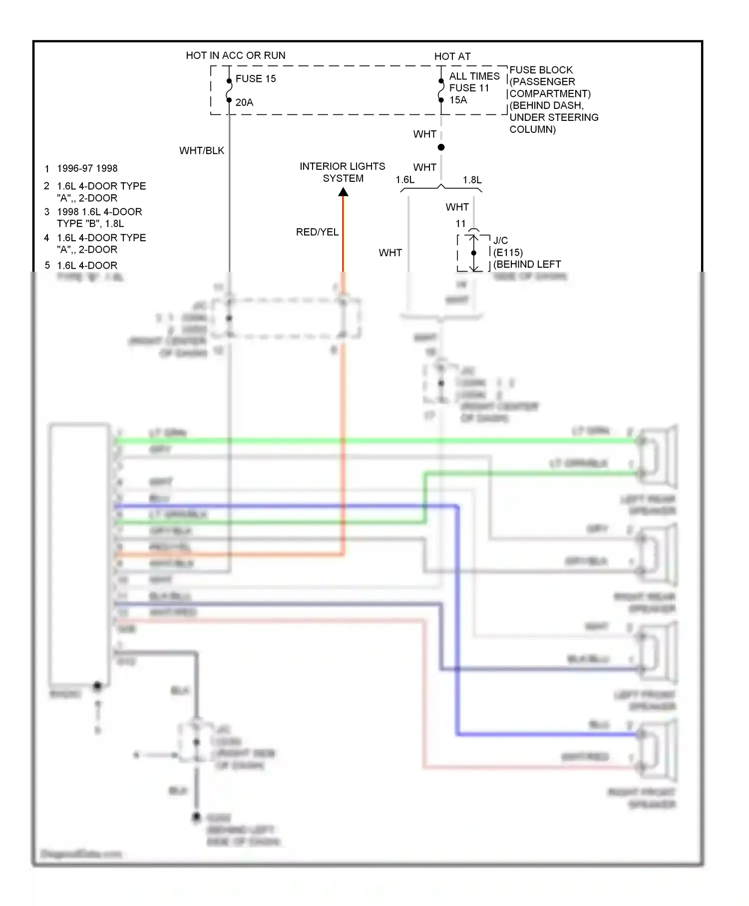 Wiring diagram right front speaker for Suzuki Sidekick I (1988-1998) (1 of 1)
