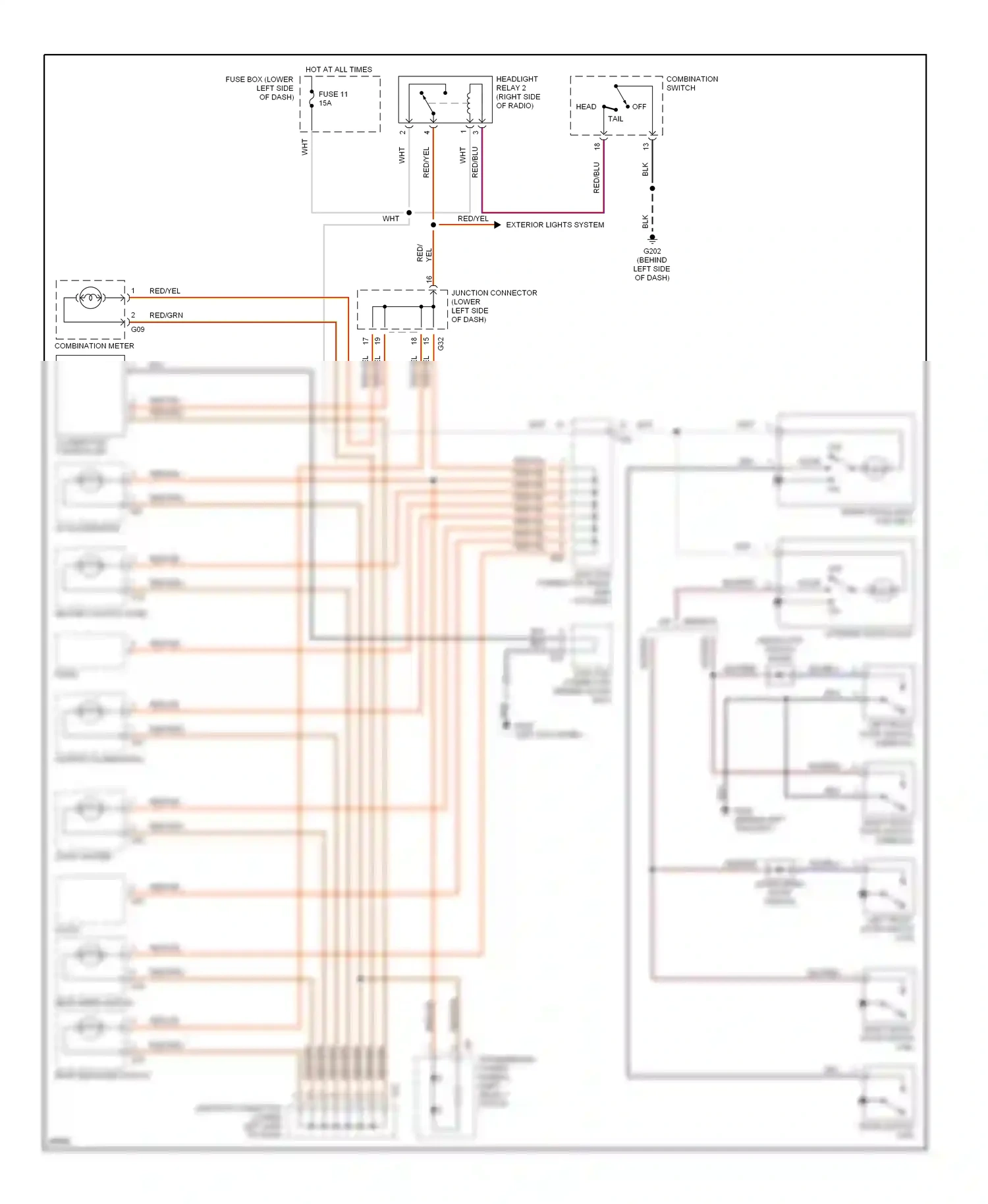 Wiring diagram transmission power/ normal shift select switch for Suzuki Sidekick I (1988-1998) (1 of 2)