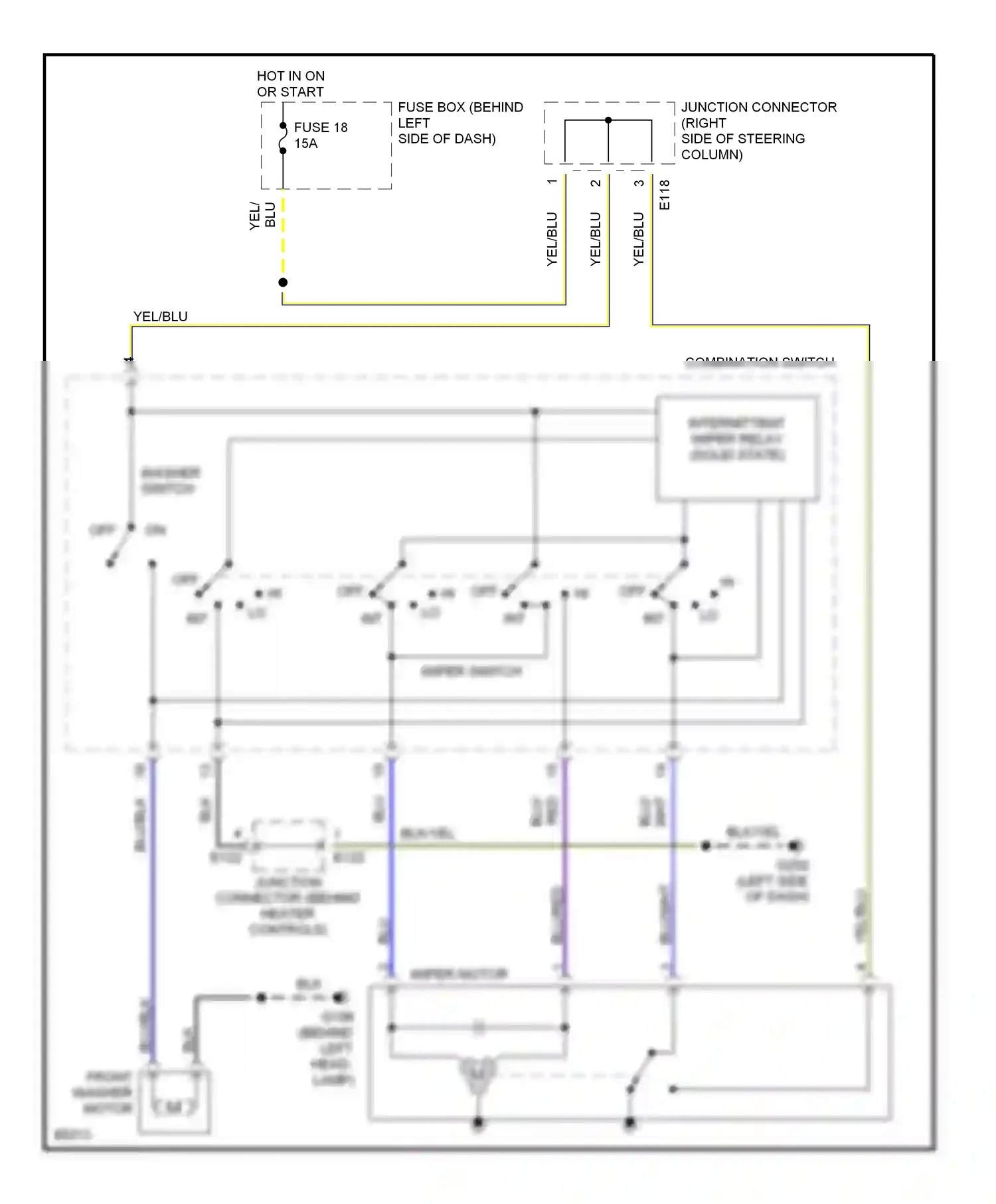 Wiring diagram wiper switch for Suzuki Sidekick I (1988-1998) (3 of 4)