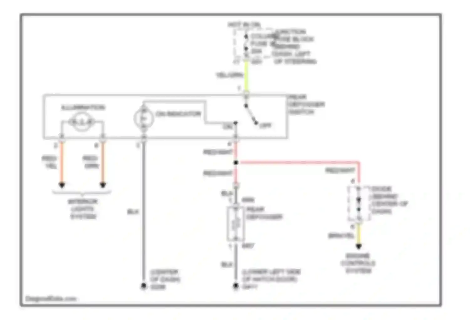Swift Suzuki II facelift (1995-2003): Defogger circuit