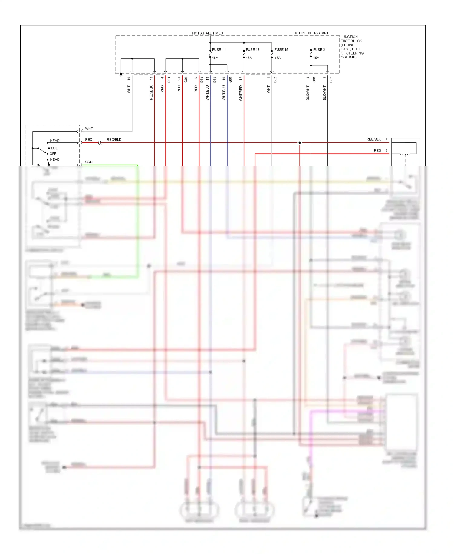 Suzuki Swift II facelift (1995-2003) combination switch wiring diagram  (3 of 3)