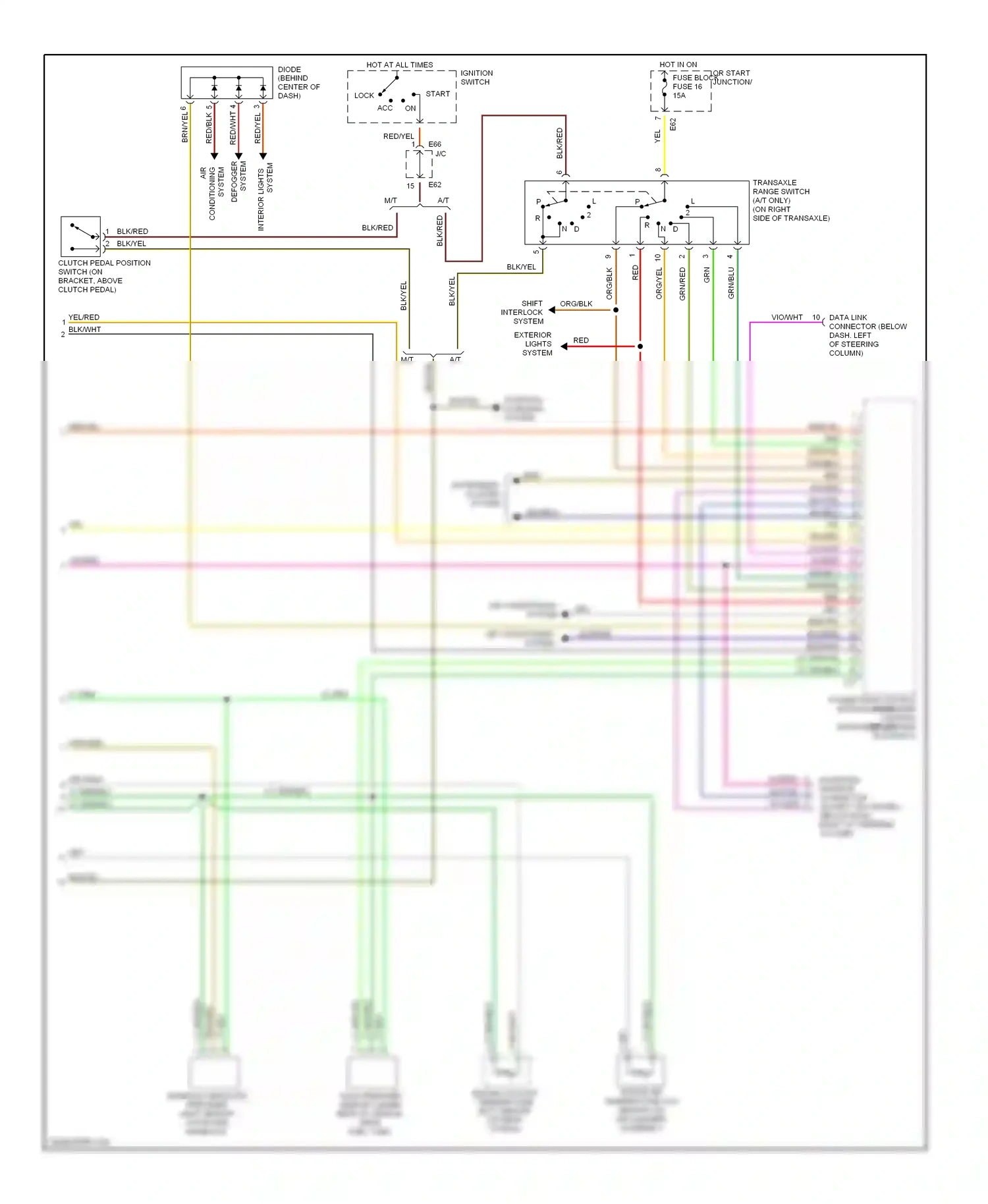 Suzuki Swift II facelift (1995-2003) module (pcm) (a/t) engine control module (ecm) (m/t) (behind glove box) wiring diagram  (1 of 1)