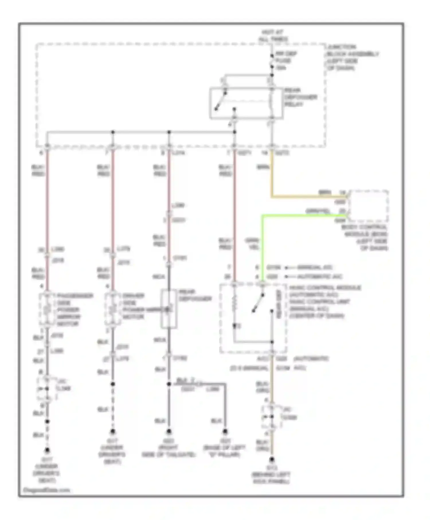 SX4 Suzuki I facelift (2009-2014): Defoggers circuit, hatchback