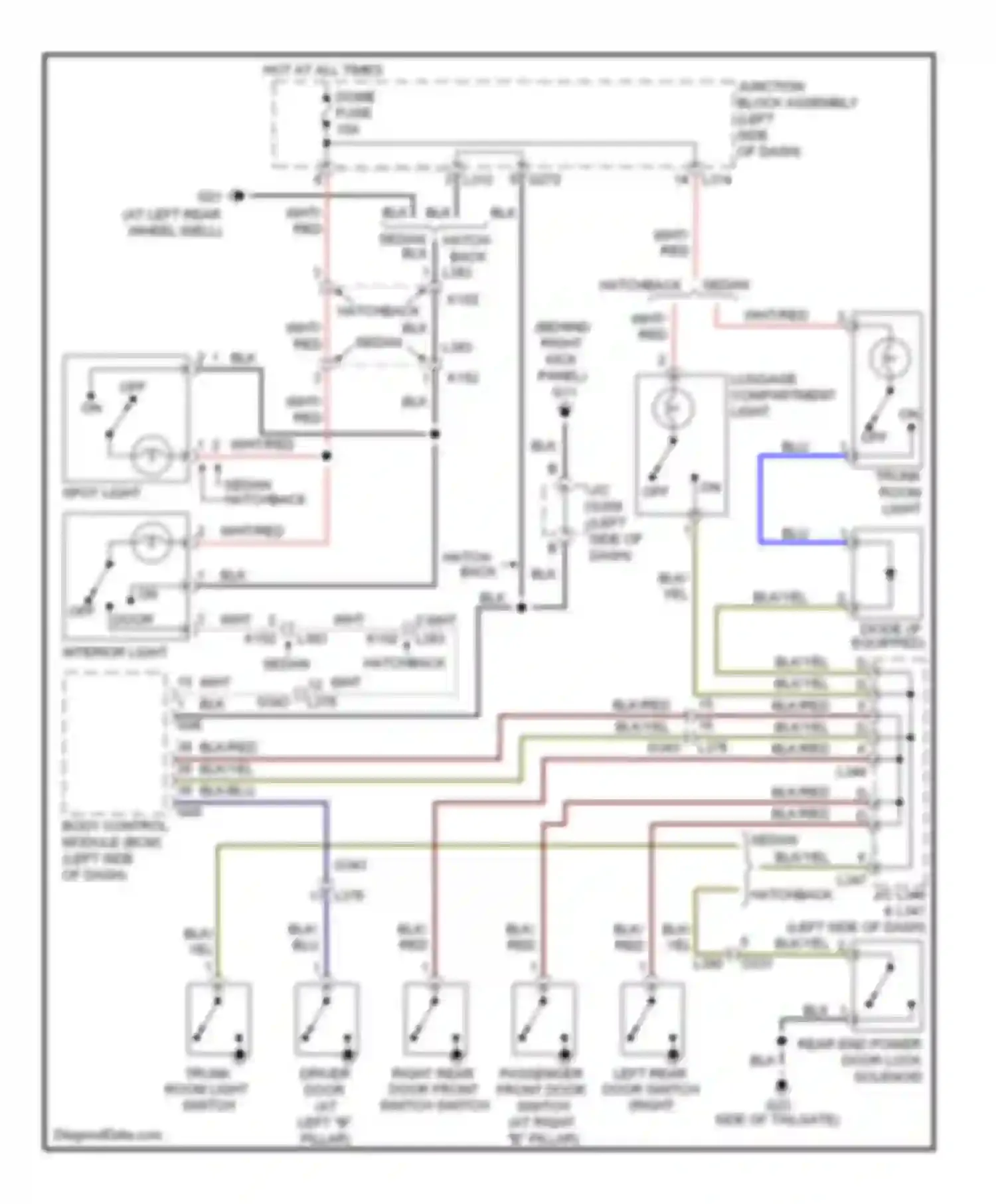 SX4 Suzuki I facelift (2009-2014): Courtesy lamps circuit