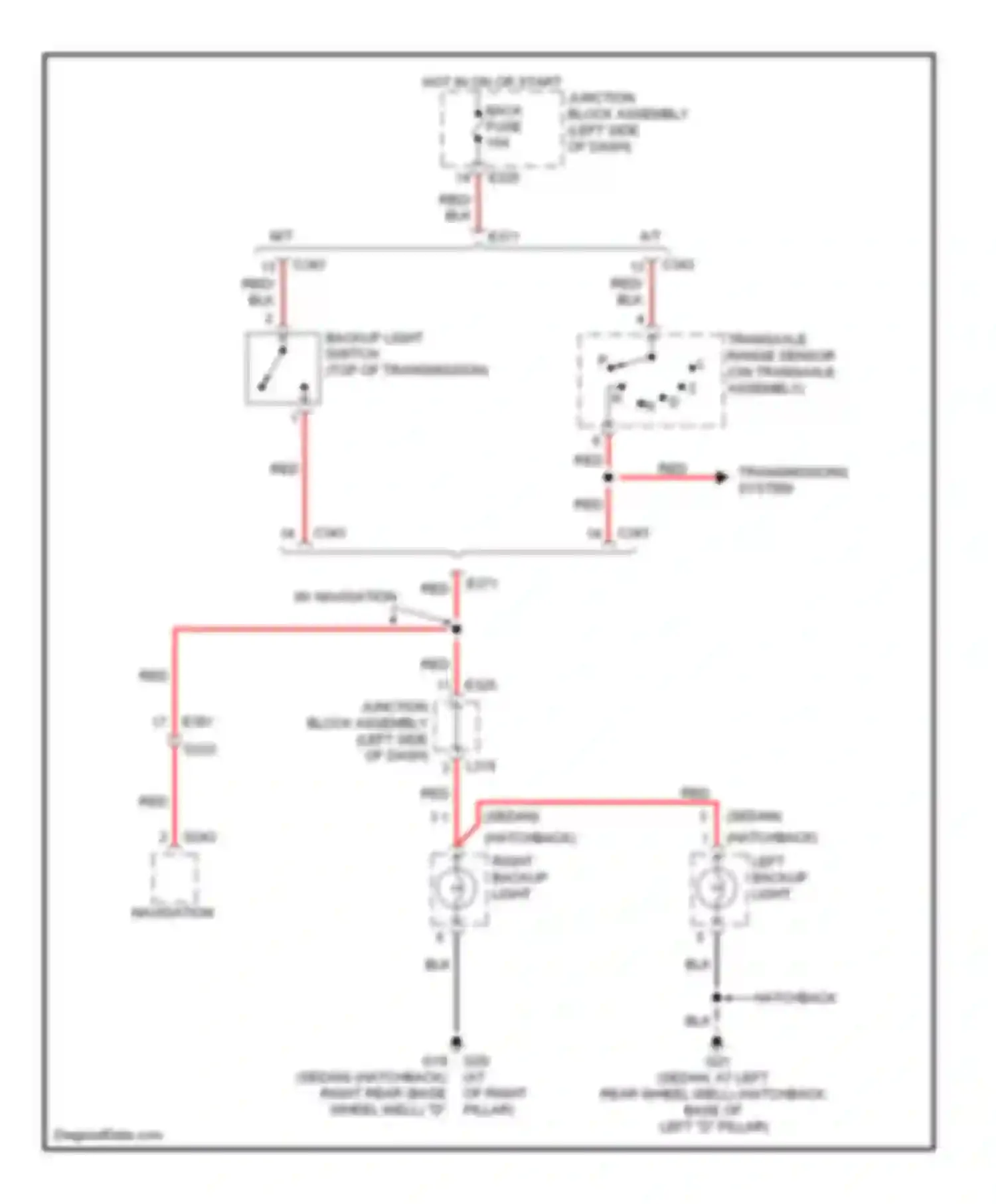 Wiring diagram left backup light for Suzuki SX4 I facelift (2009-2014) (1 of 2)