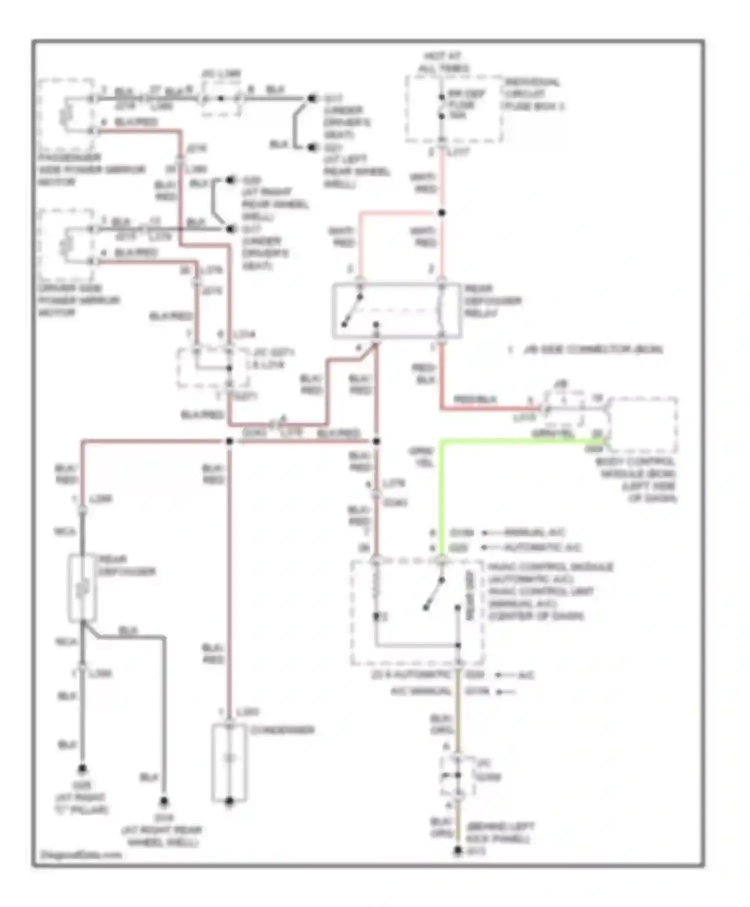 Wiring diagram rear defogger relay for Suzuki SX4 I facelift (2009-2014) (2 of 3)