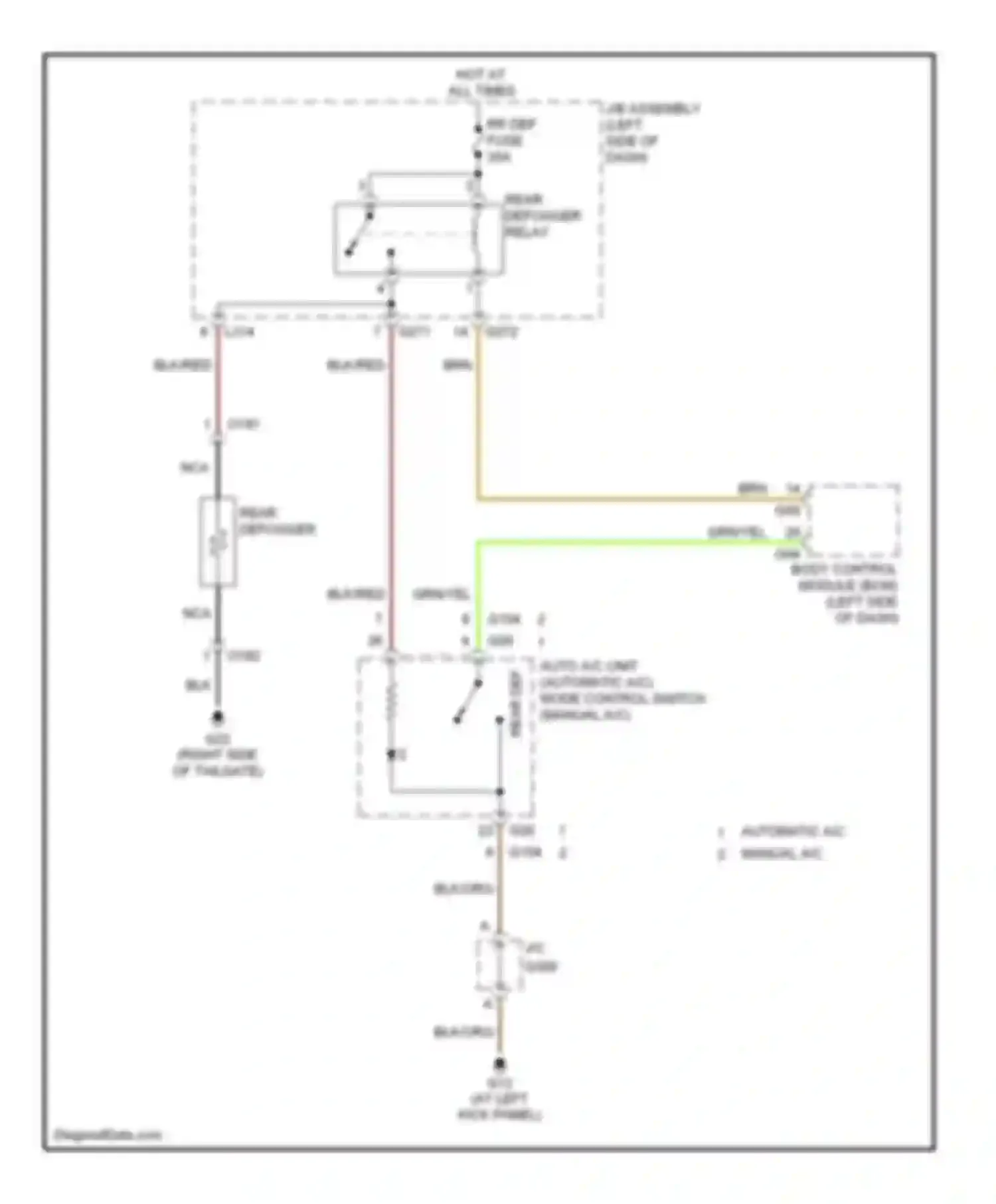 SX4 Suzuki I (2006-2009): Defoggers circuit