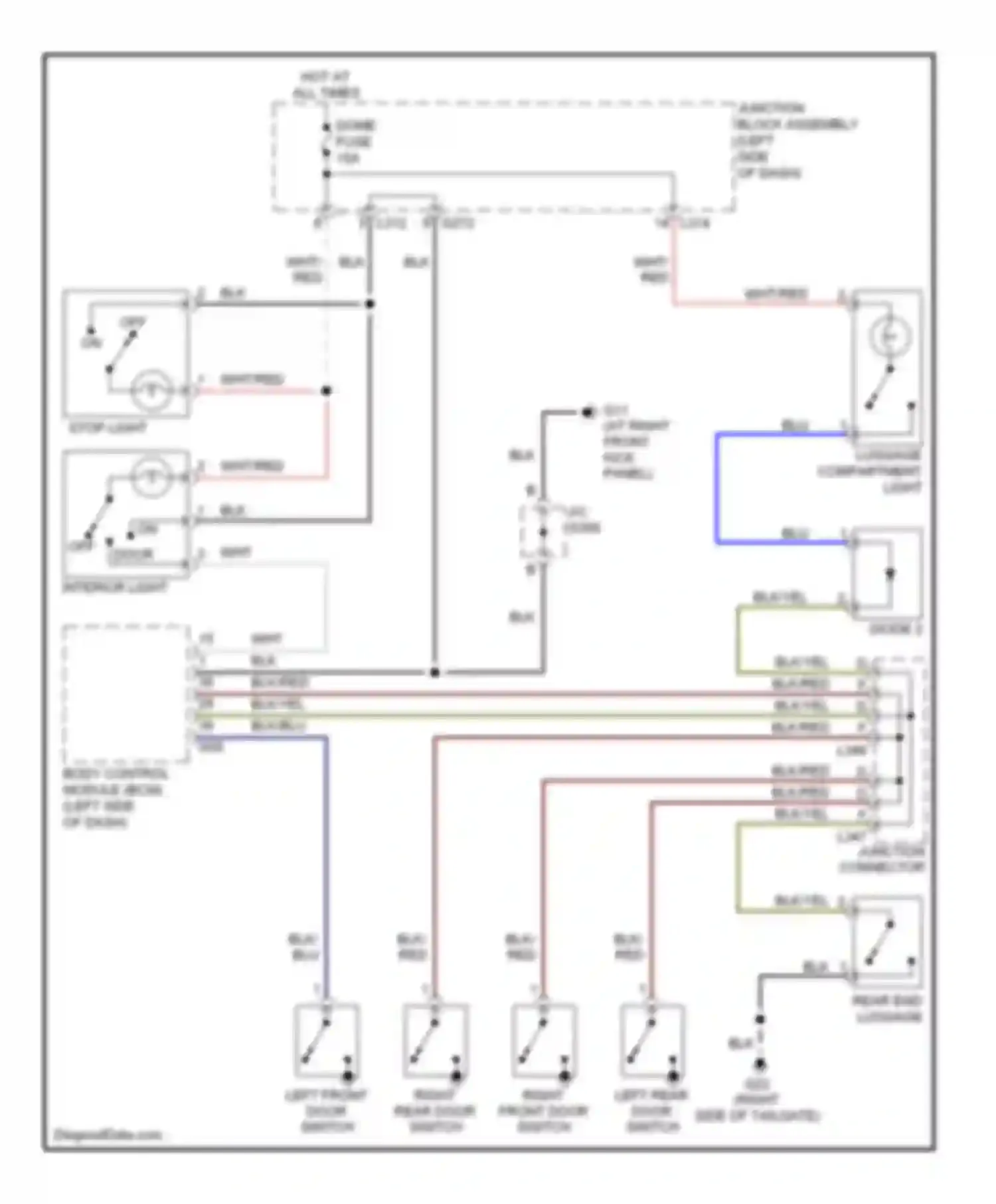 SX4 Suzuki I (2006-2009): Courtesy lamps circuit