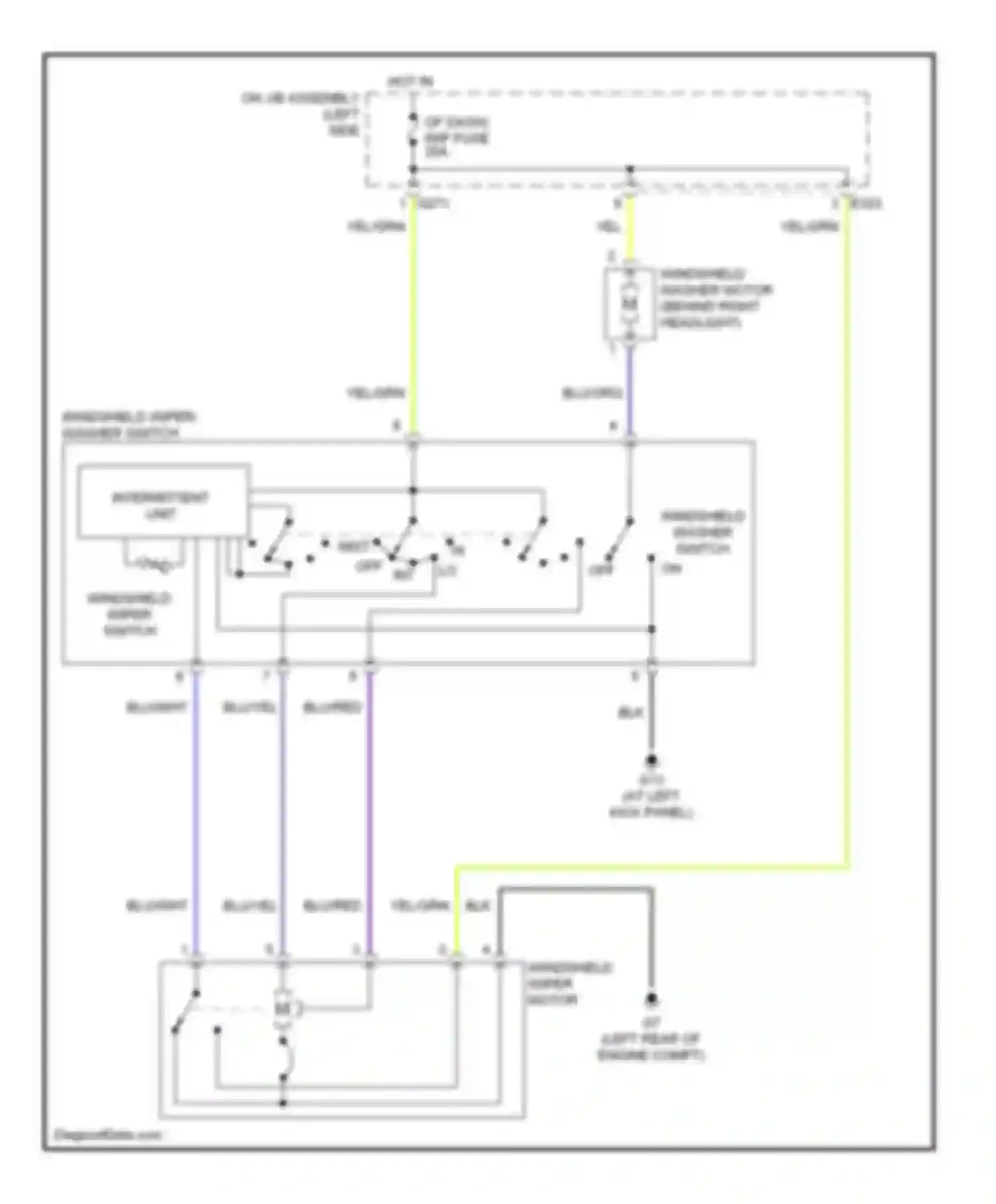 SX4 Suzuki I (2006-2009): Front wiper/washer circuit