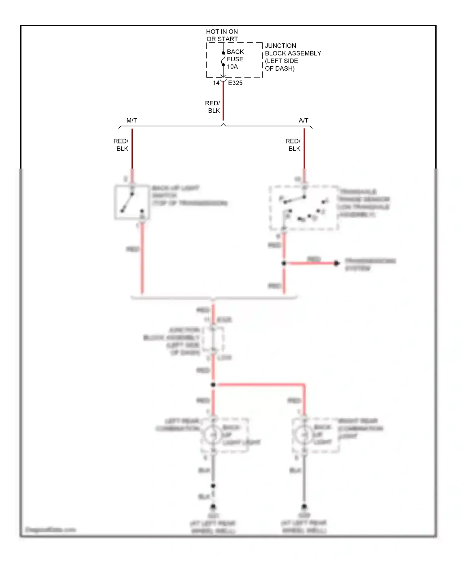 Wiring diagram left rear back- combination up light light for Suzuki SX4 I (2006-2009) (1 of 1)