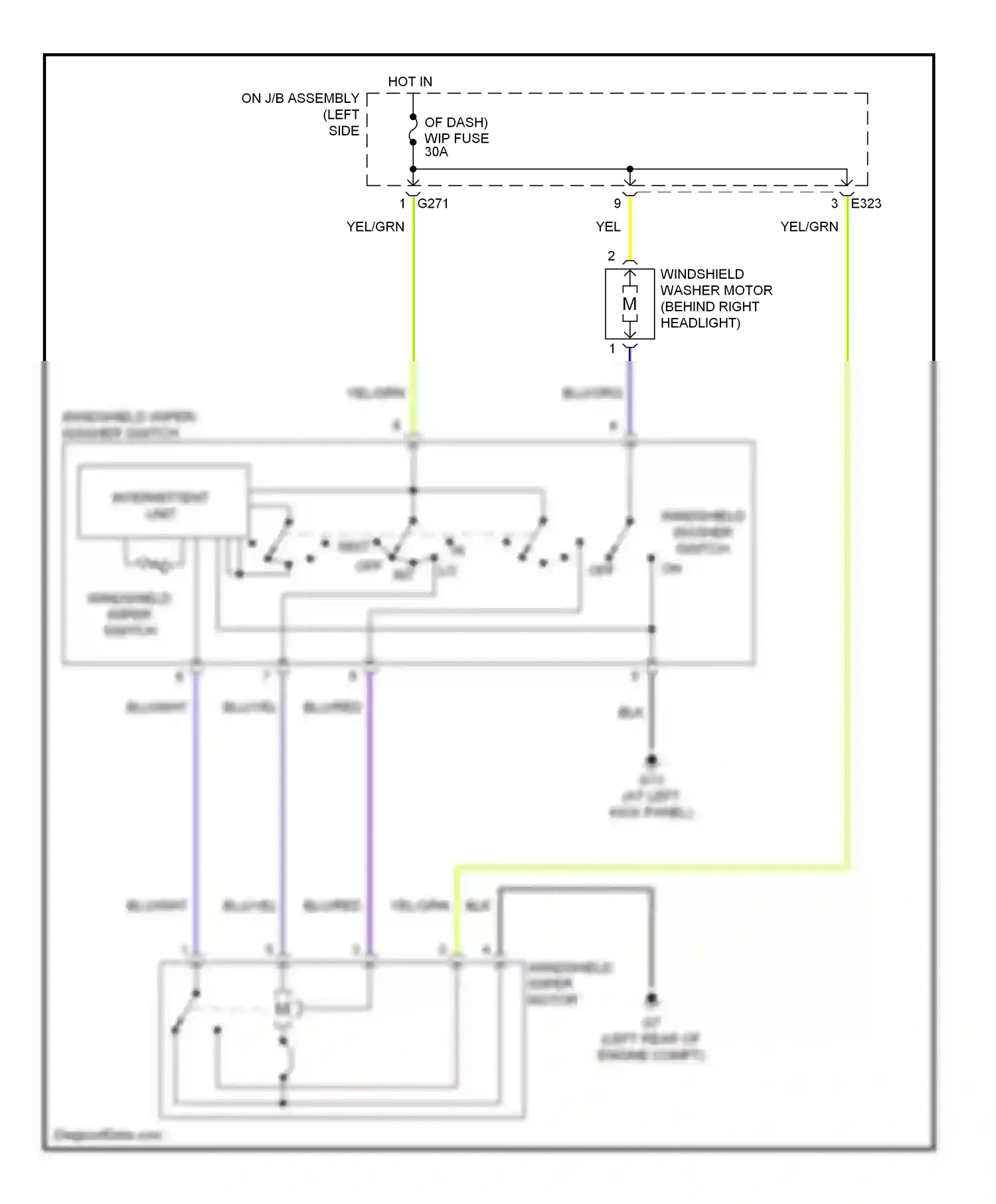 Wiring diagram windshield wiper switch for Suzuki SX4 I (2006-2009) (1 of 1)