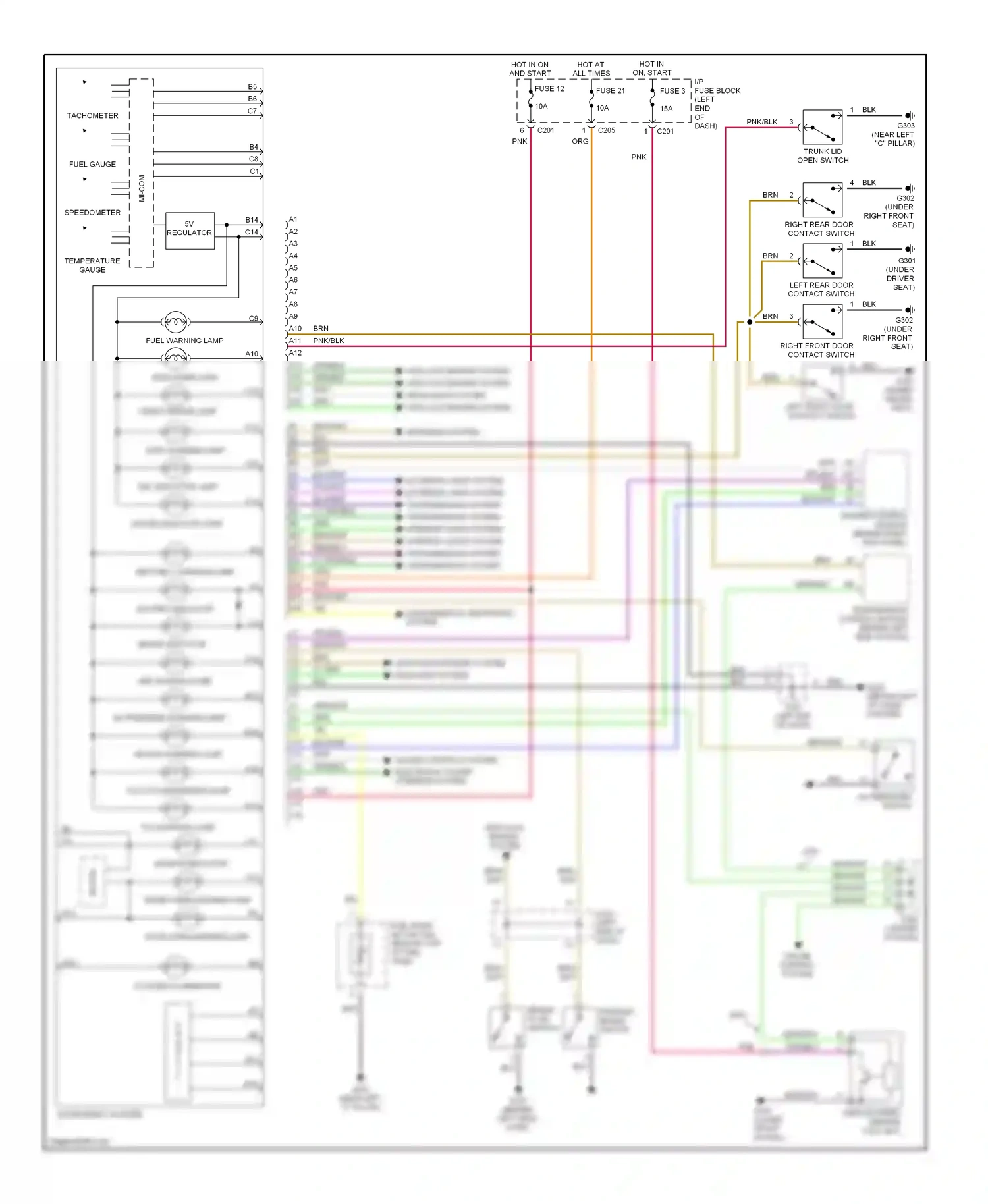 Suzuki Verona I (2003-2006) engine control module (behind right kick panel) wiring diagram  (1 of 1)